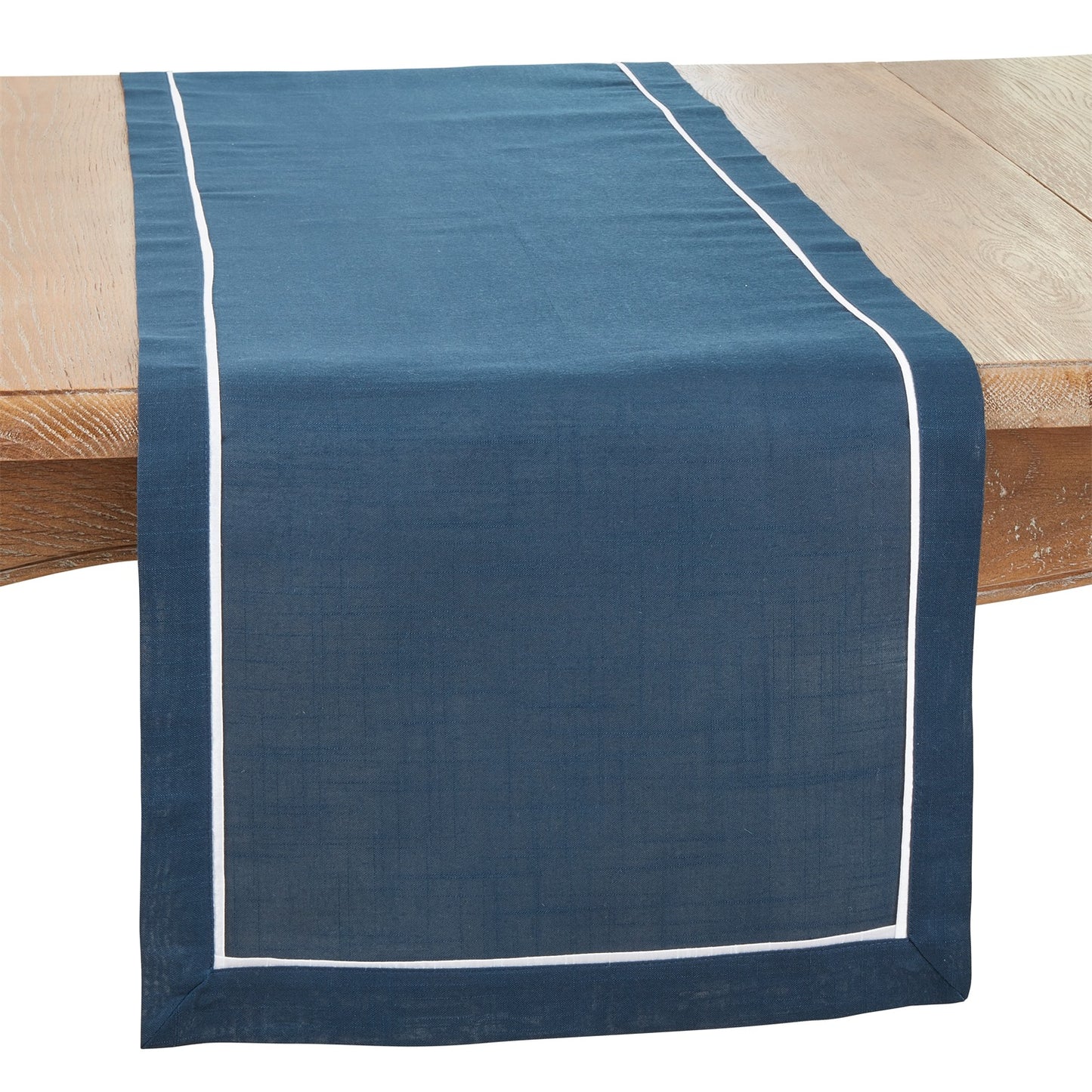 Everyday / All Season Navy Blue Classic Pleated Design Table Runner, 100% Polyester