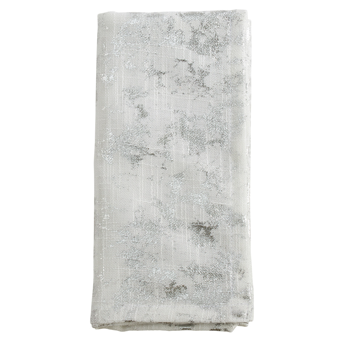 Silver Foil Print Design Napkins 100% Polyester, 20 Inch Square (4 pcs.)