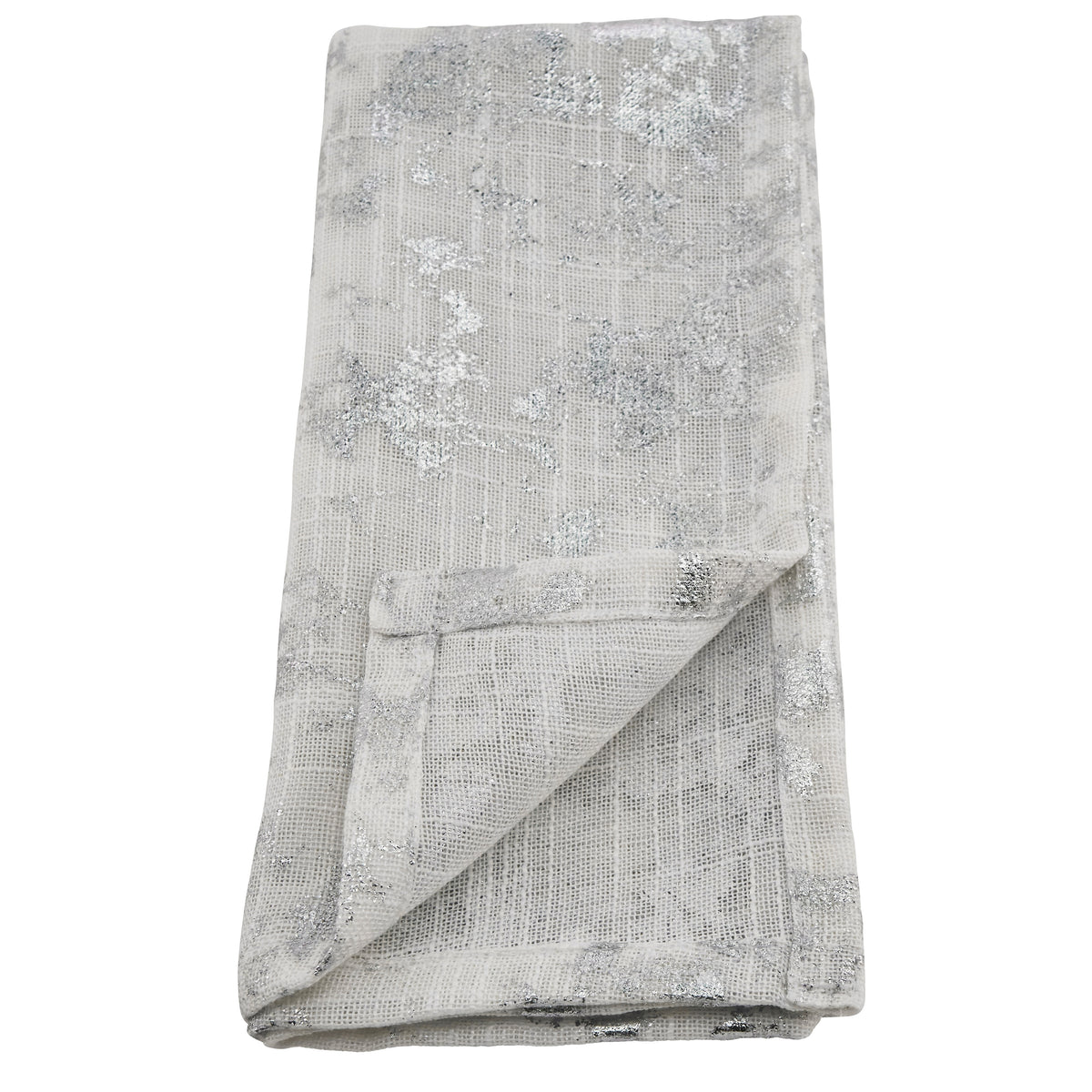 Silver Foil Print Design Napkins 100% Polyester, 20 Inch Square (4 pcs.)