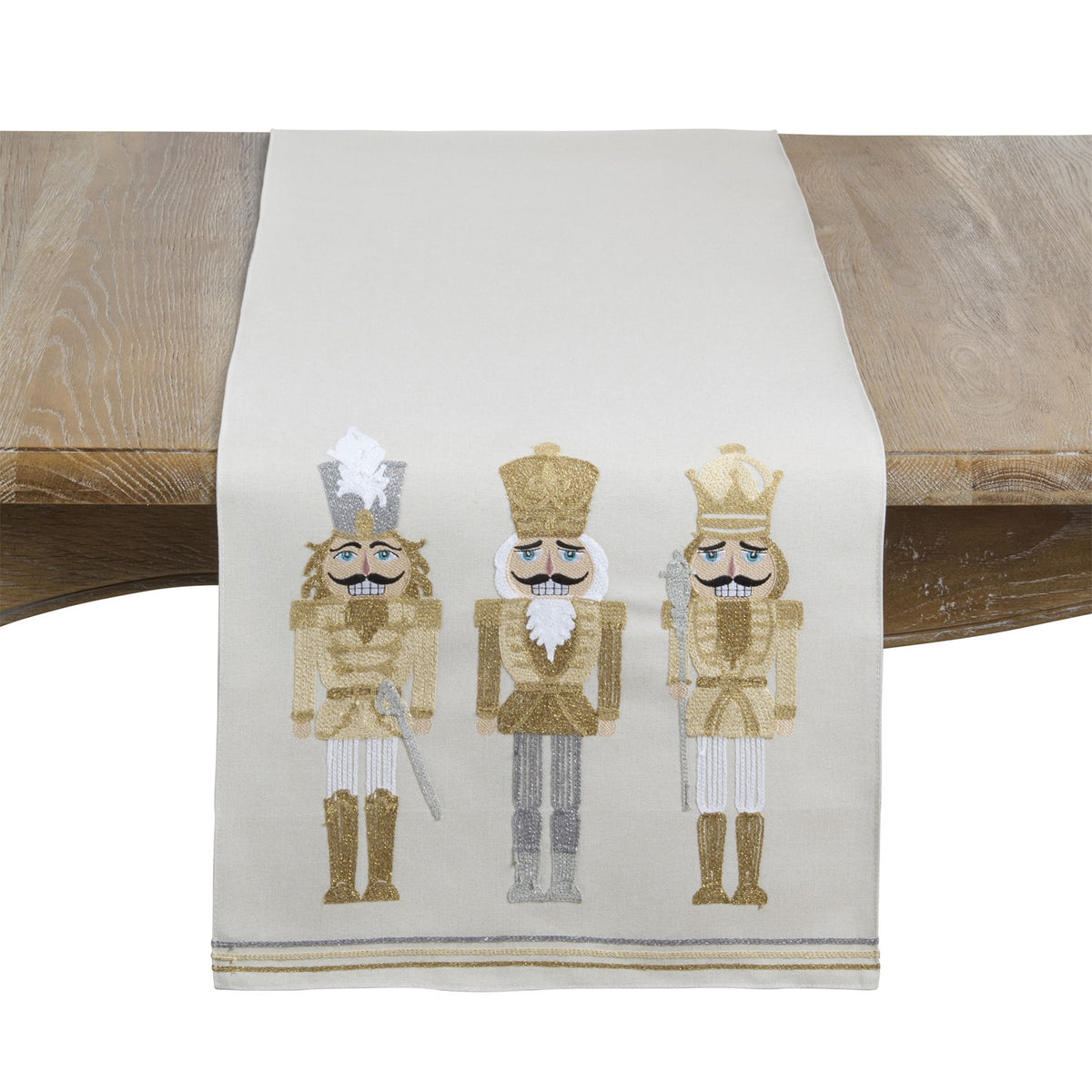 Christmas Natural Beige Nutcracker Table Runner, 84% polyester - 16% linen