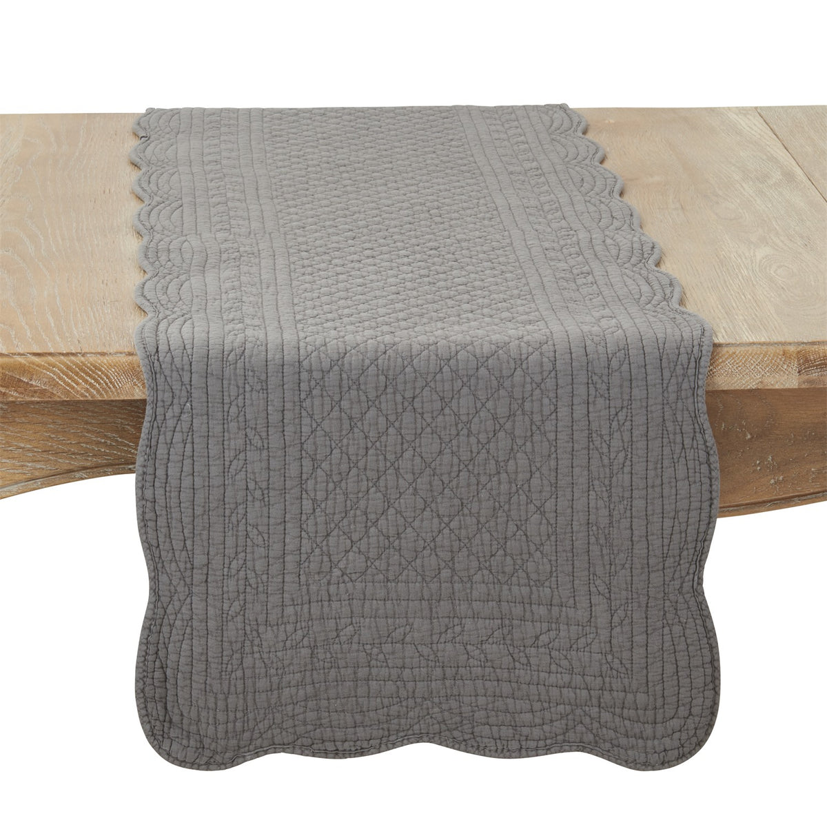 Everyday / All Season Slate Grey Quilted Table Runner, 100% cotton