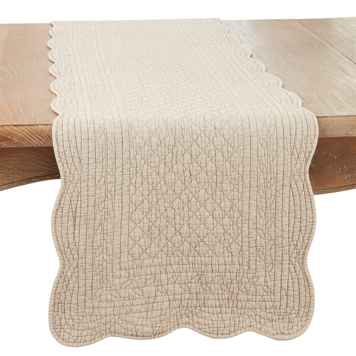 Everyday / All Season Taupe Quilted Table Runner, 100% cotton