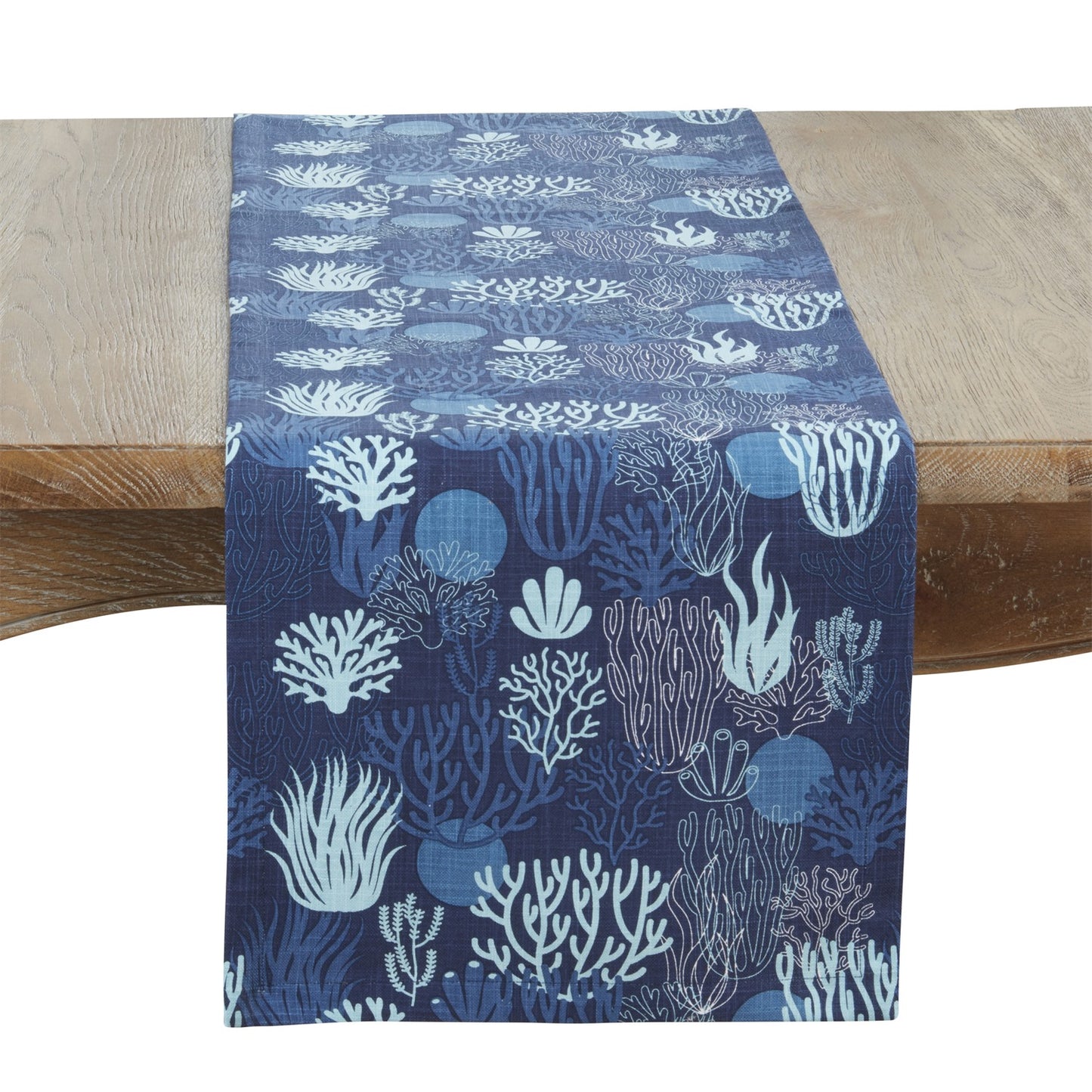 Everyday / All Season Navy Blue Coral Table Runner, 100% cotton