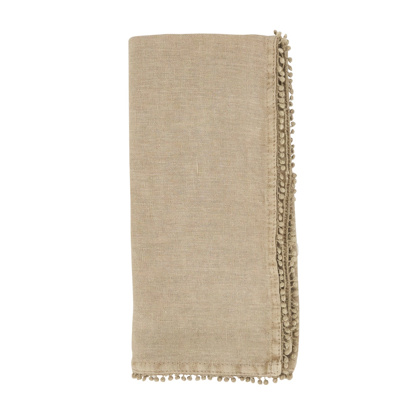 Natural Pompom Design Napkins 100% linen, 20 Inch Square (4 pcs.)