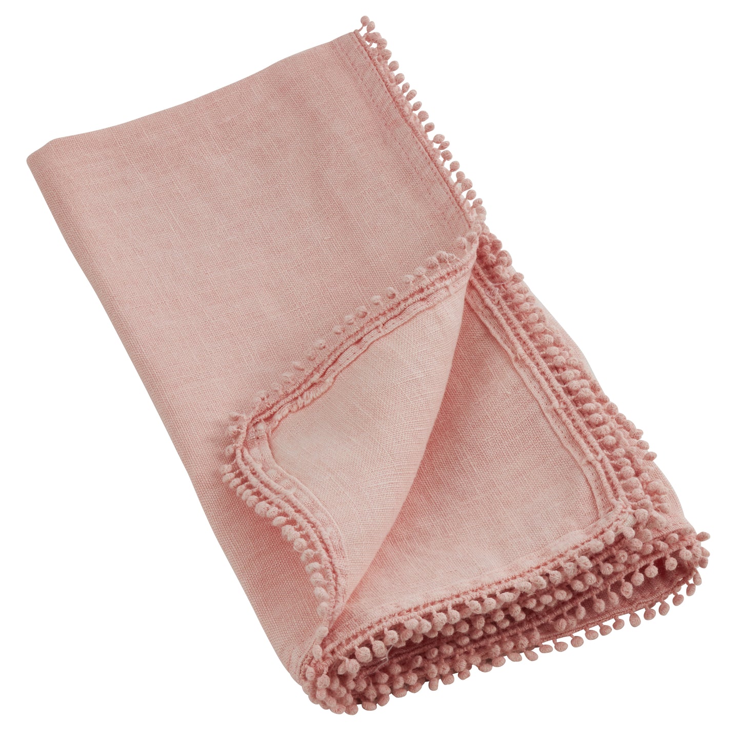 Rose Pompom Design Napkins 100% linen, 20 Inch Square (4 pcs.)
