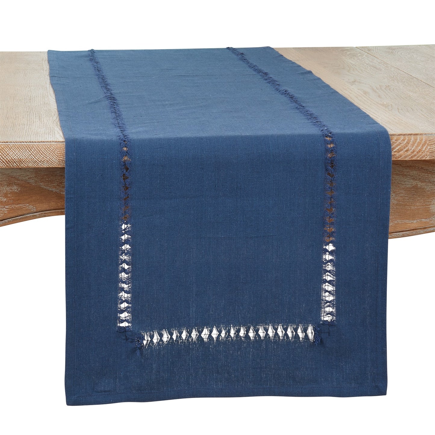 Everyday / All Season Navy Blue Hemstitch Table Runner, 100% cotton