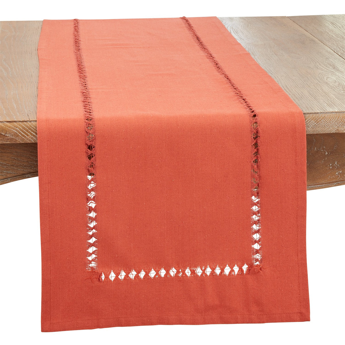 Everyday / All Season Rust Hemstitch Table Runner, 100% cotton