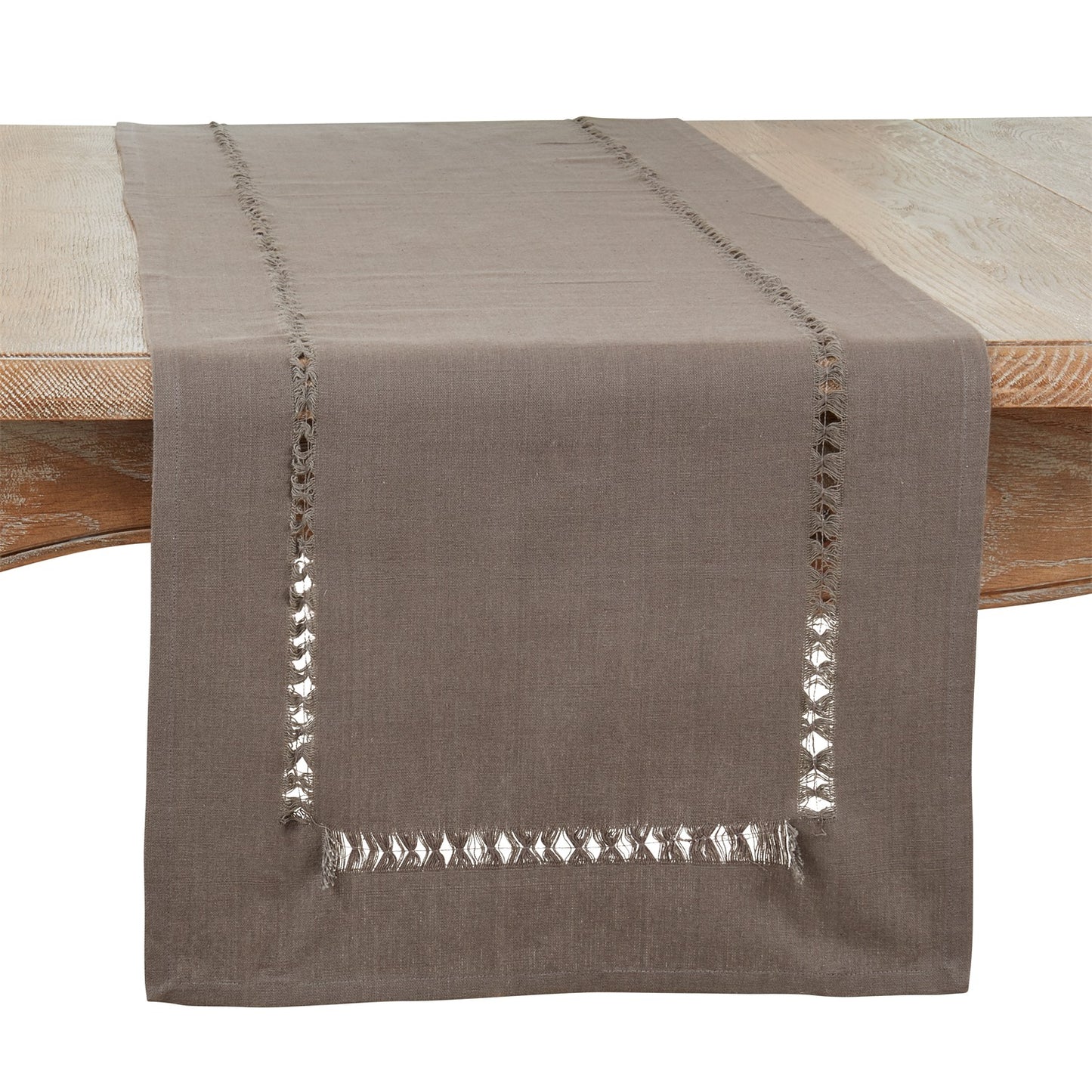 Everyday / All Season Slate Grey Hemstitch Table Runner, 100% cotton