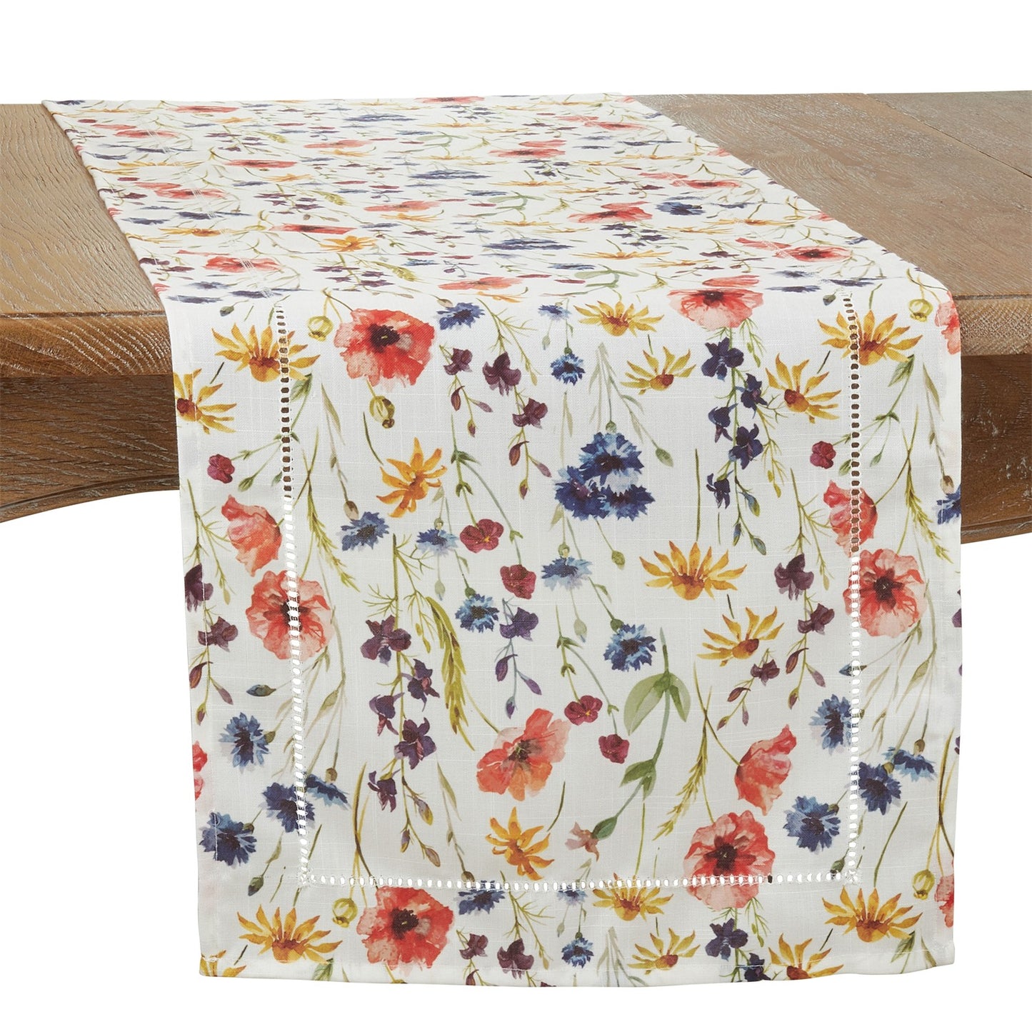 Everyday / All Season Multi Floral Hemstitch Table Runner, 100% Polyester