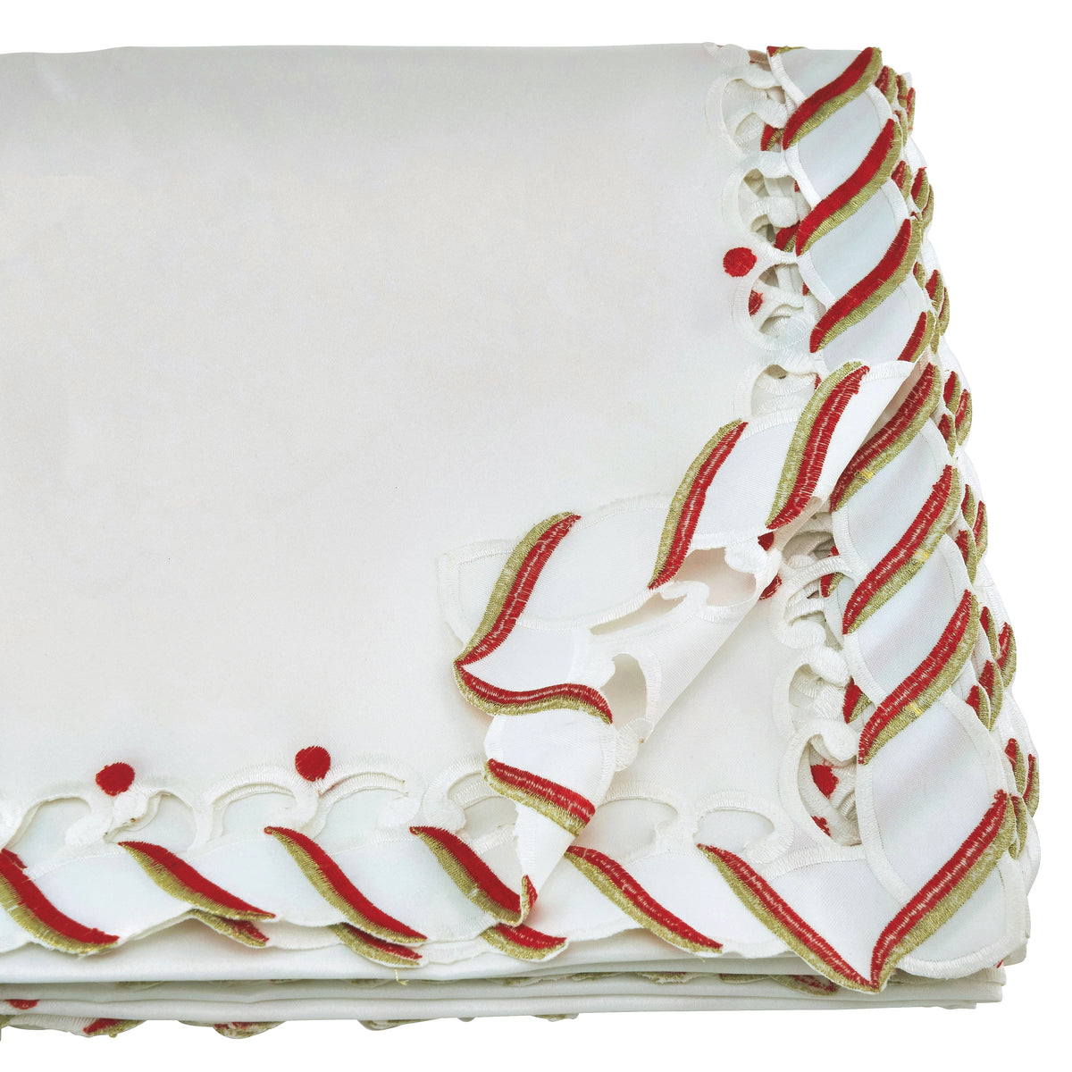 Ivory White Candy Cane Tablecloth 100% Polyester