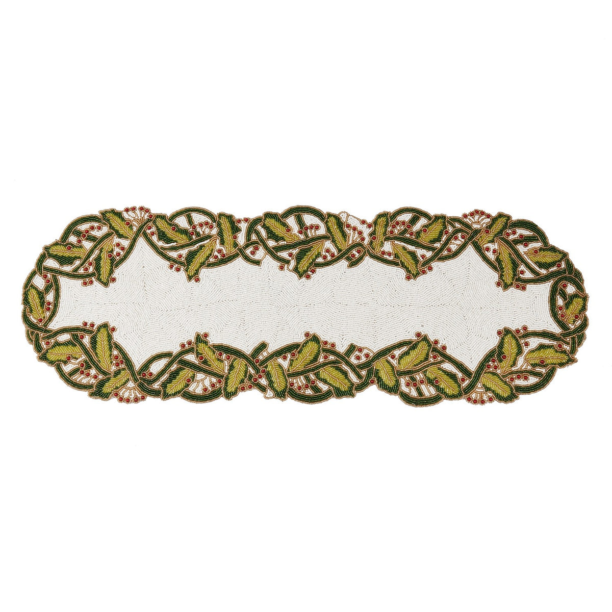Christmas Multi Beaded Holiday Table Runner, 100% glass beads