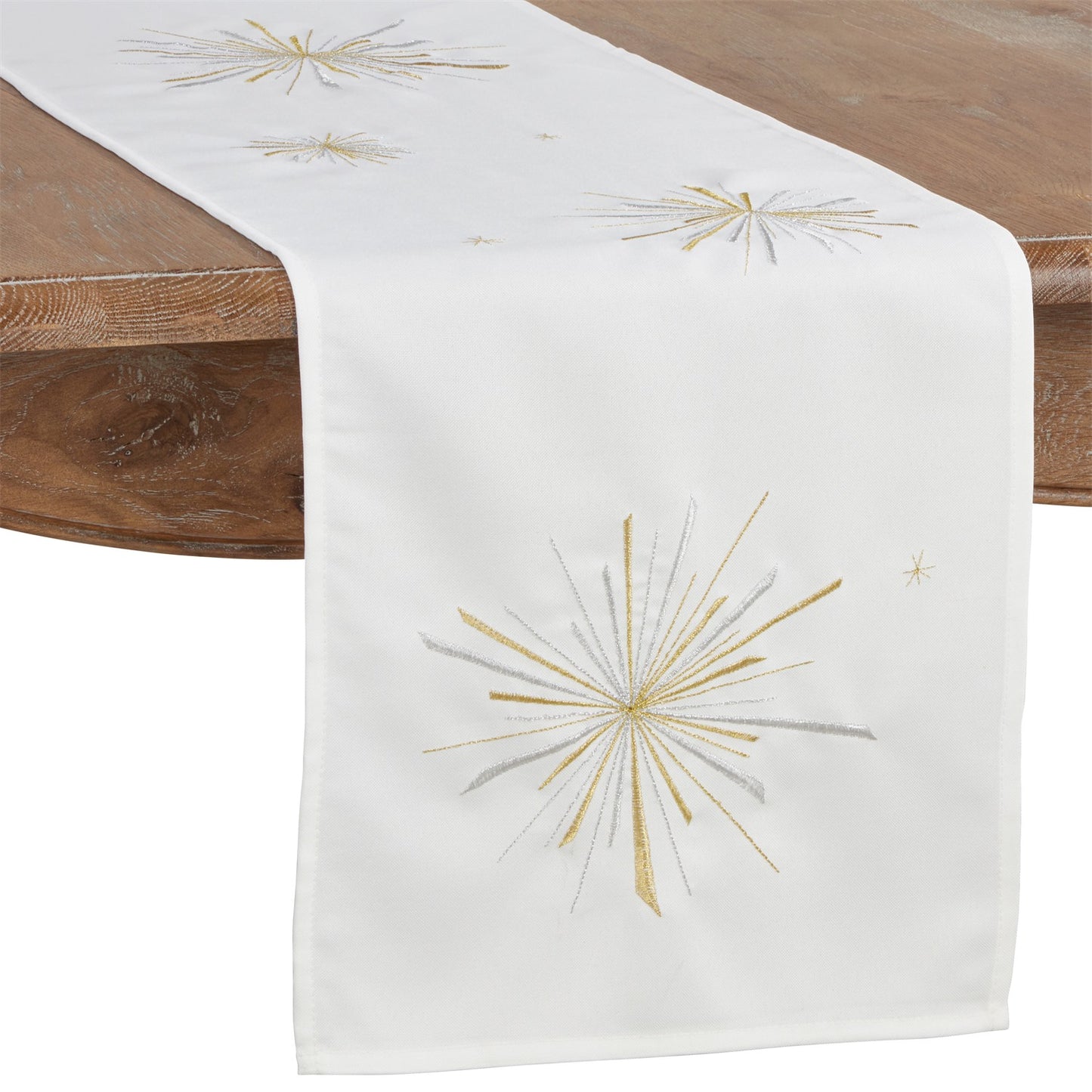 Everyday / All Season White Starburst Table Runner, 100% Polyester