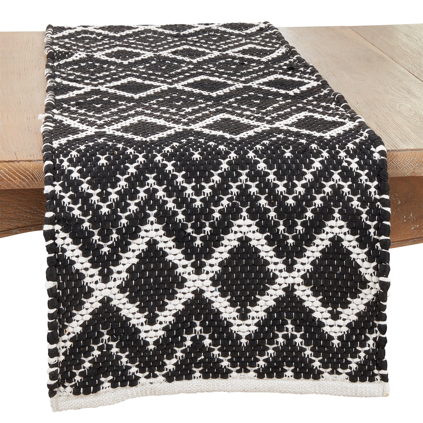 Everyday / All Season Black Diamond Chindi Table Runner, 80% COTTON - 20% POLYESTER