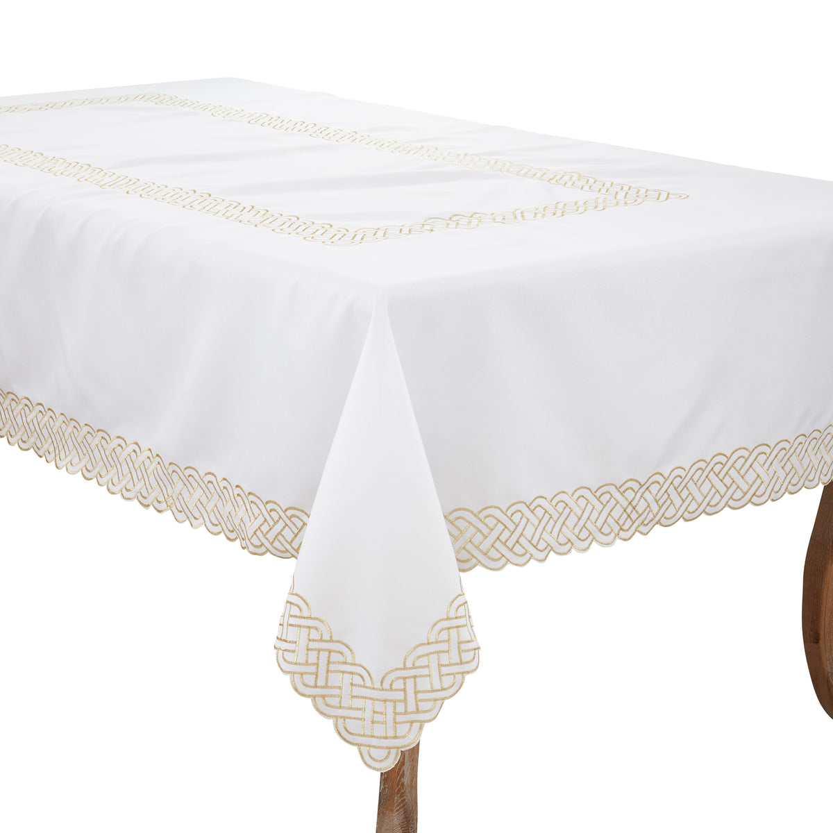 Gold Braid Embroidered Tablecloth 100% polyester