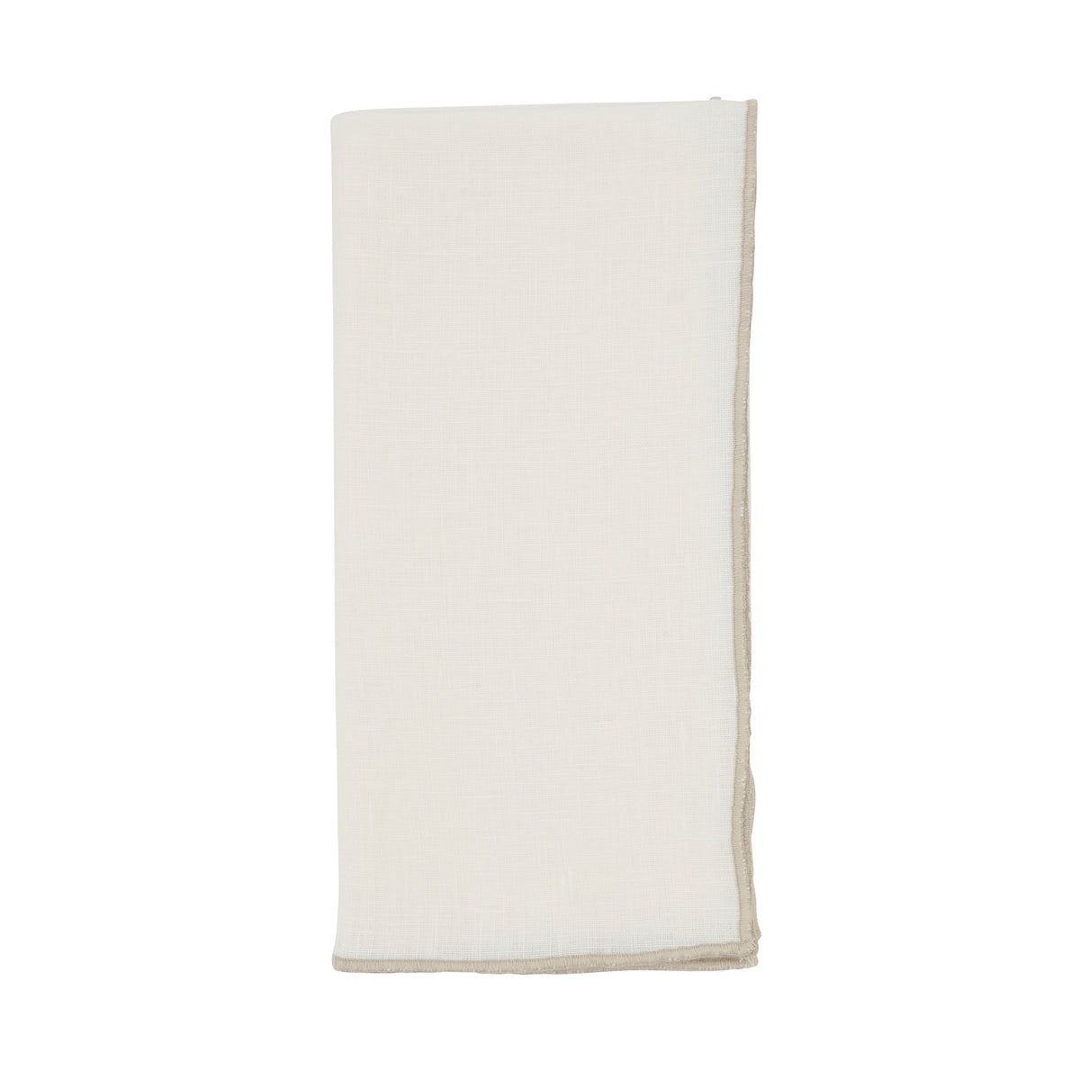 Ivory Stonewashed Stitch Border Napkins 100% linen, 20 Inch Square (4 pcs.)