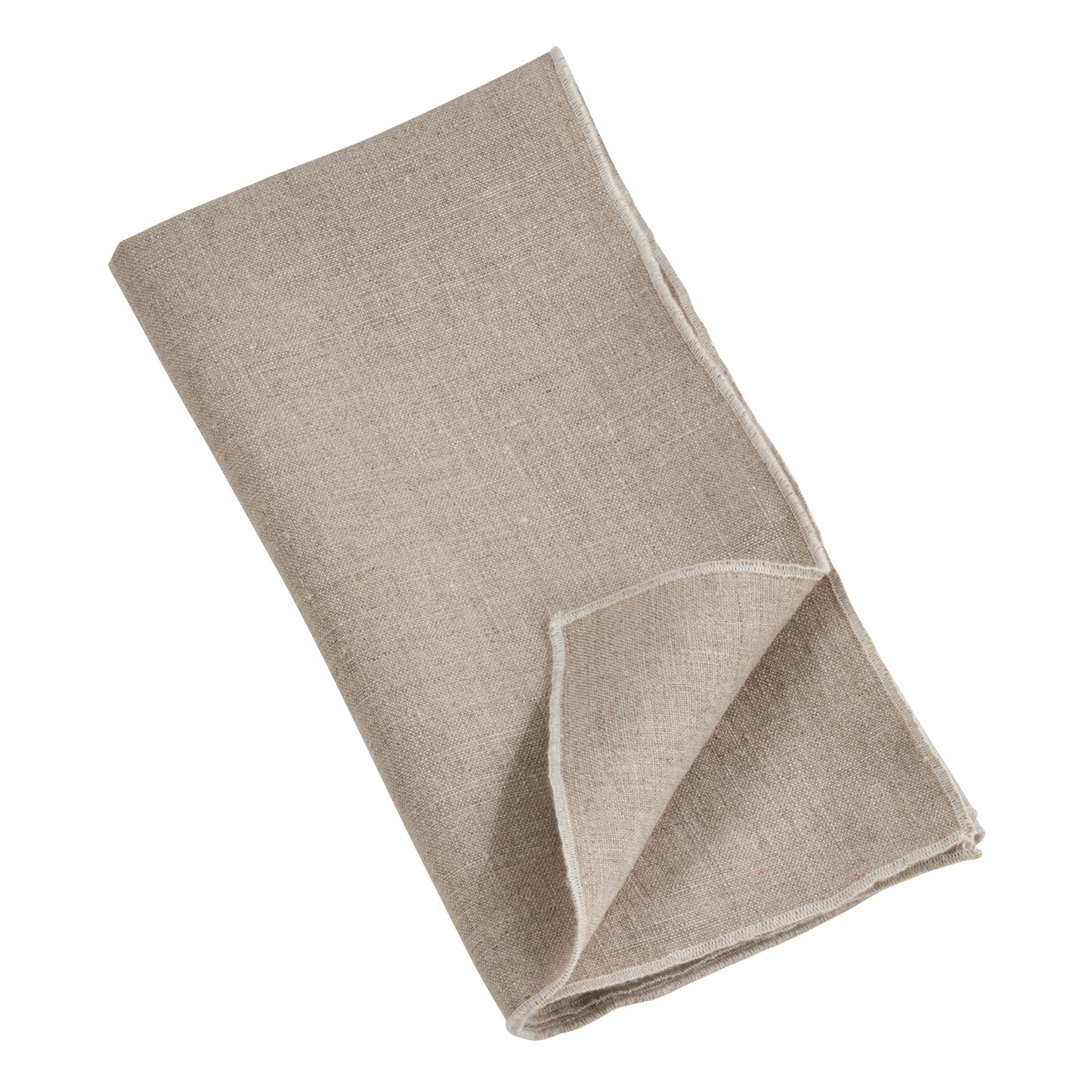 Natural Stonewashed Stitch Border Napkins 100% linen, 20 Inch Square (4 pcs.)