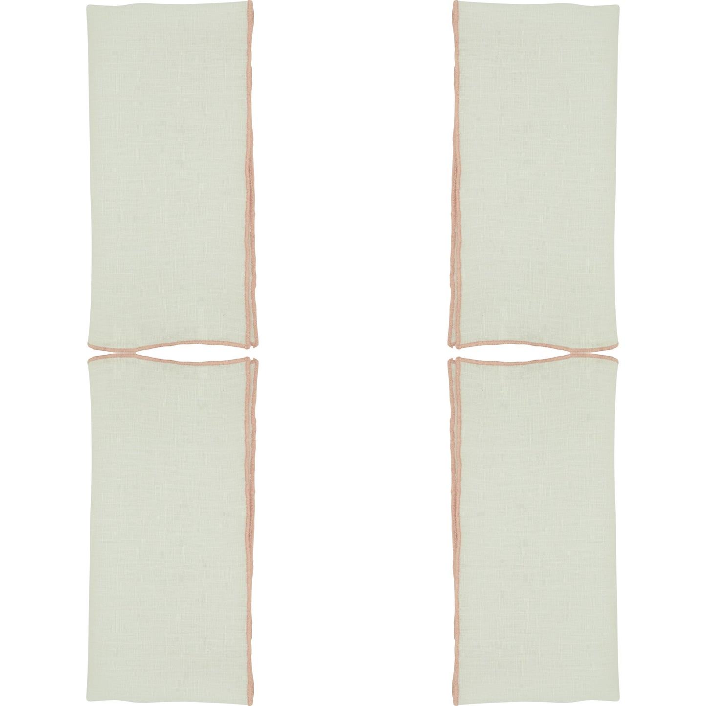 Pink Stonewashed Stitch Border Napkins 100% linen, 20 Inch Square (4 pcs.)