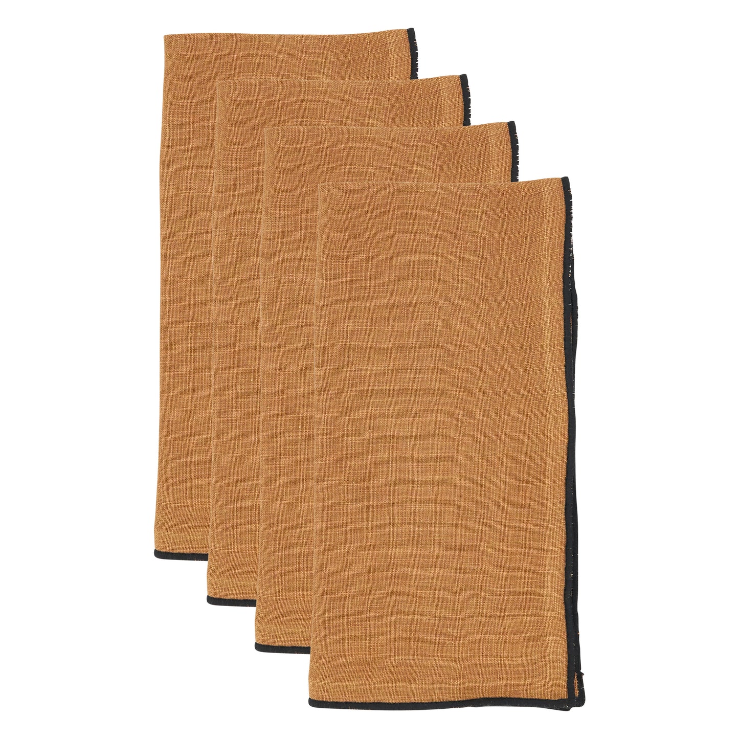 Terracotta Stonewashed Stitch Border Napkins 100% linen, 20 Inch Square (4 pcs.)