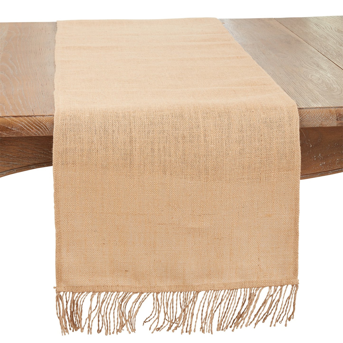 Everyday / All Season Natural Beige Jute Tassel Table Runner, 100% jute