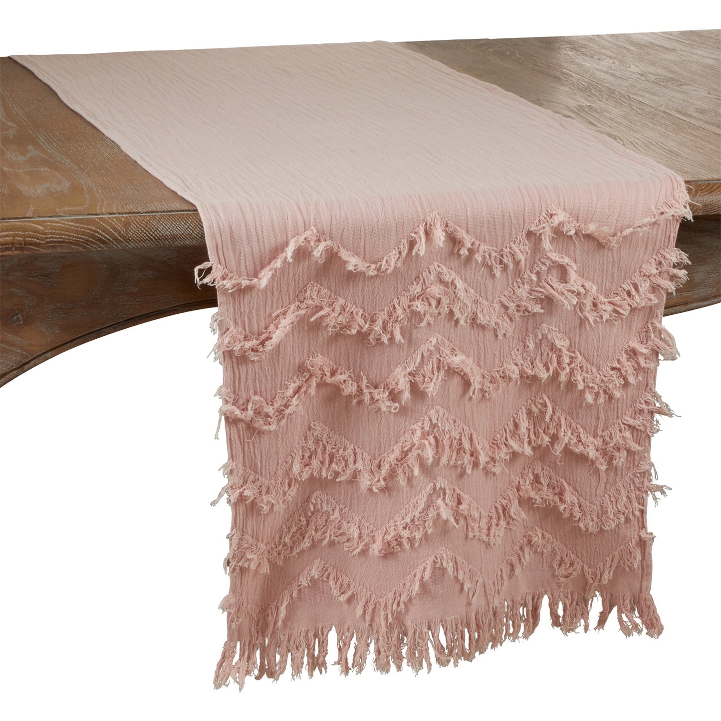 Everyday / All Season Rose Fringe Chevron Table Runner, 100% cotton