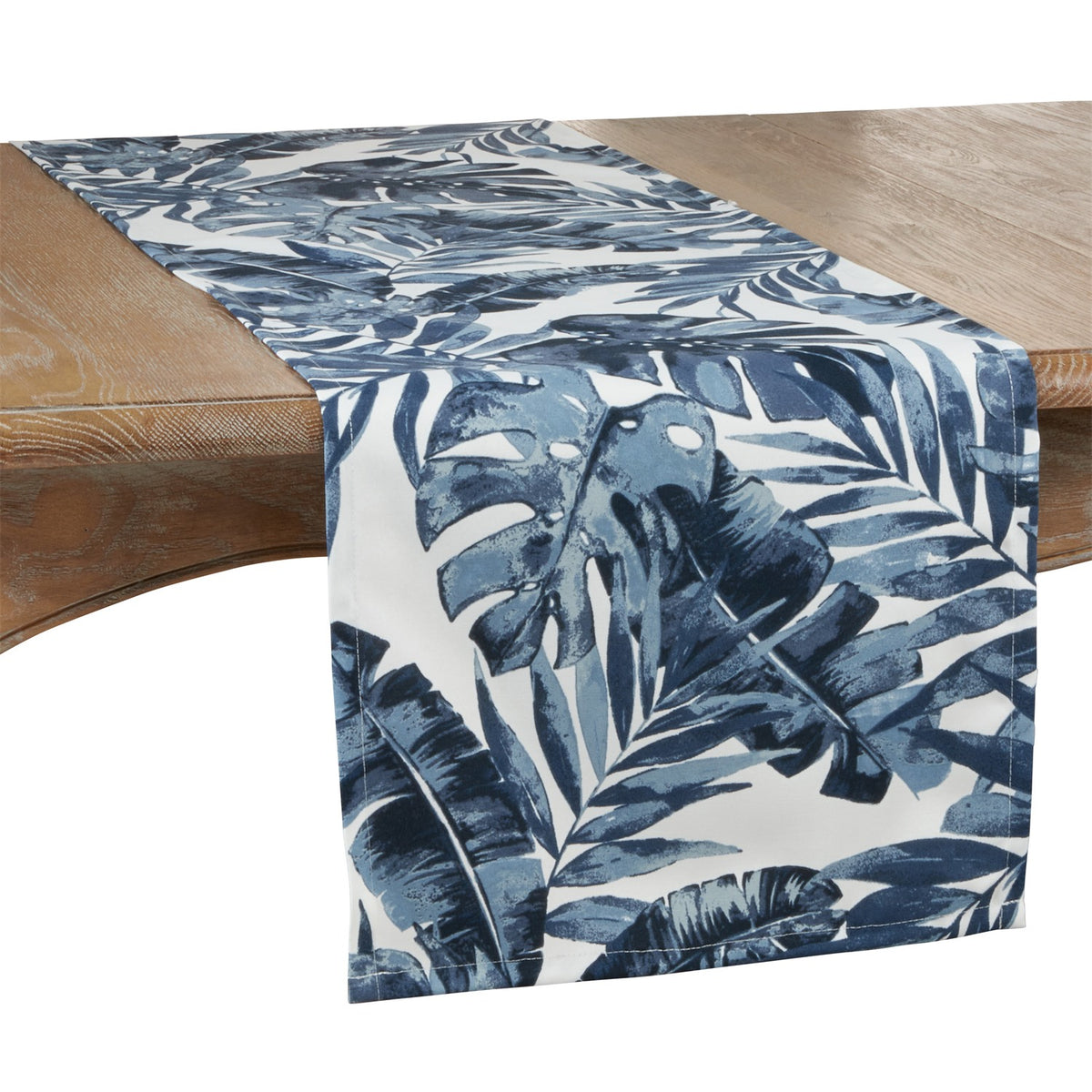 Everyday / All Season Navy Blue Tropic Outdoor Table Runner, 100% Polyester