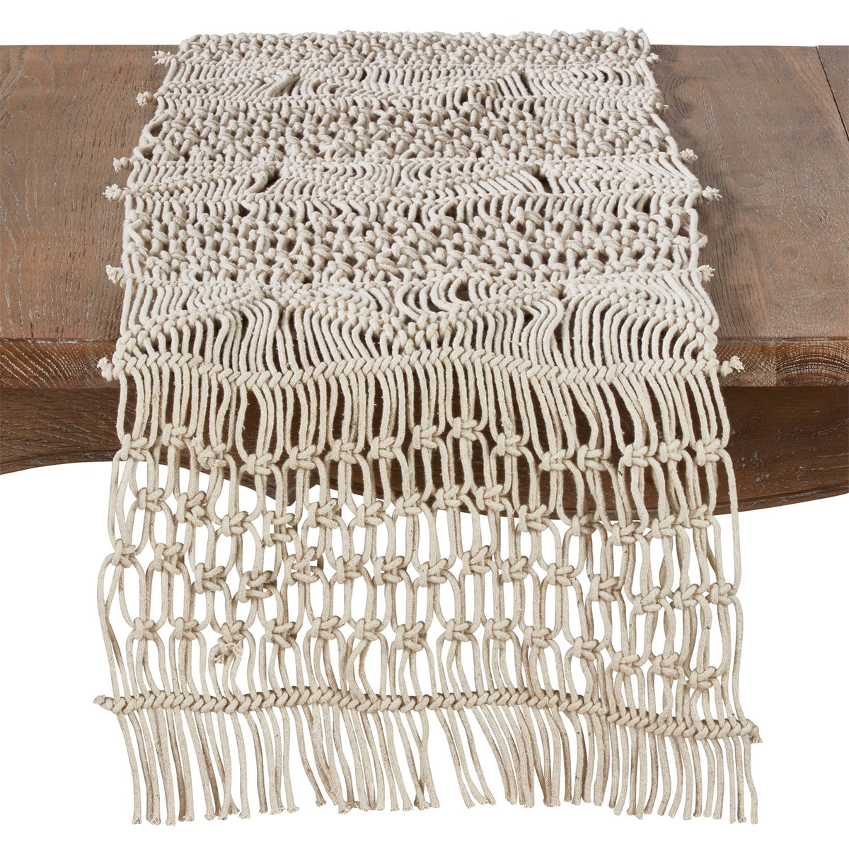 Everyday / All Season Natural Beige Macrame Table Runner, 100% cotton