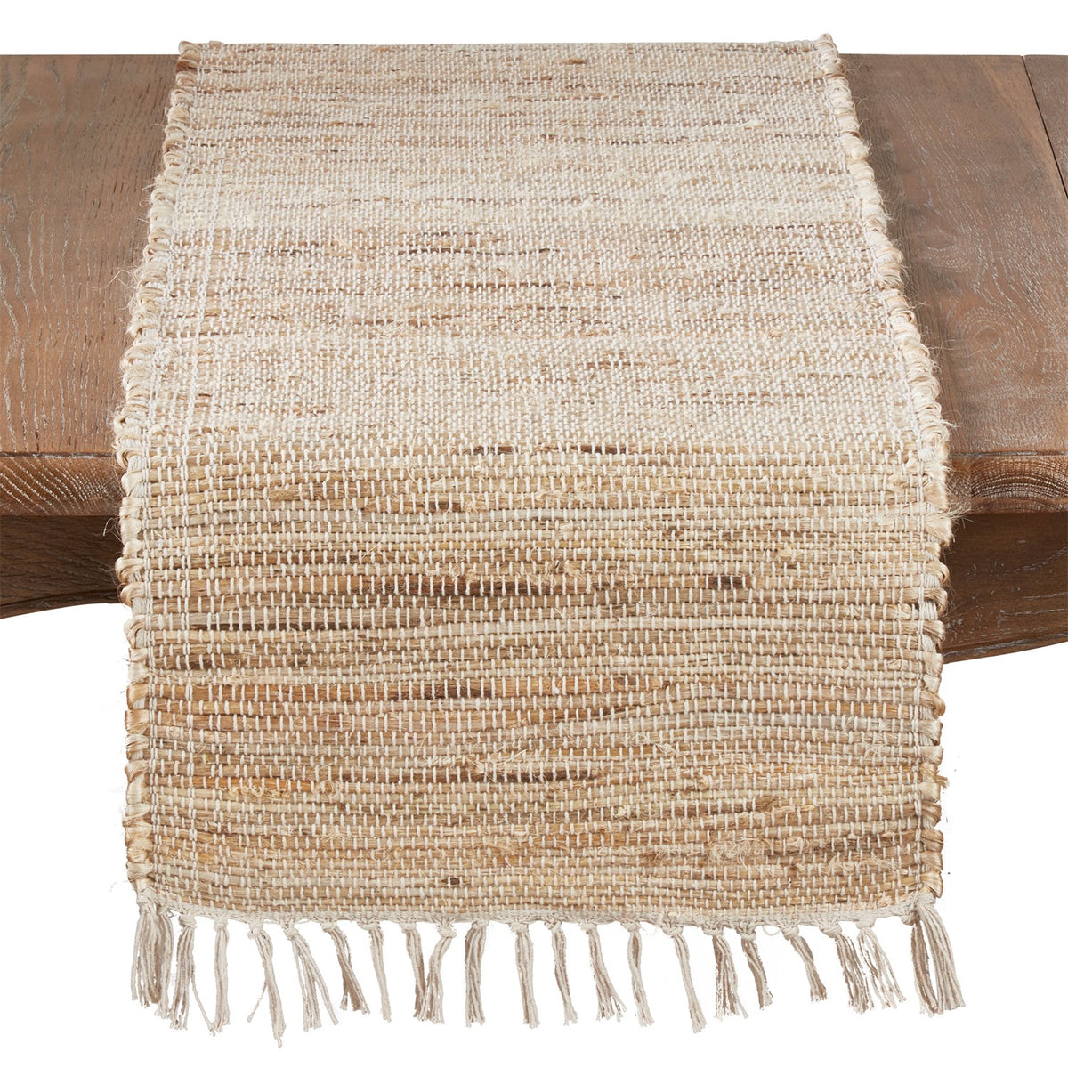 Everyday / All Season Natural Beige Jute Chindi Table Runner, 100% jute