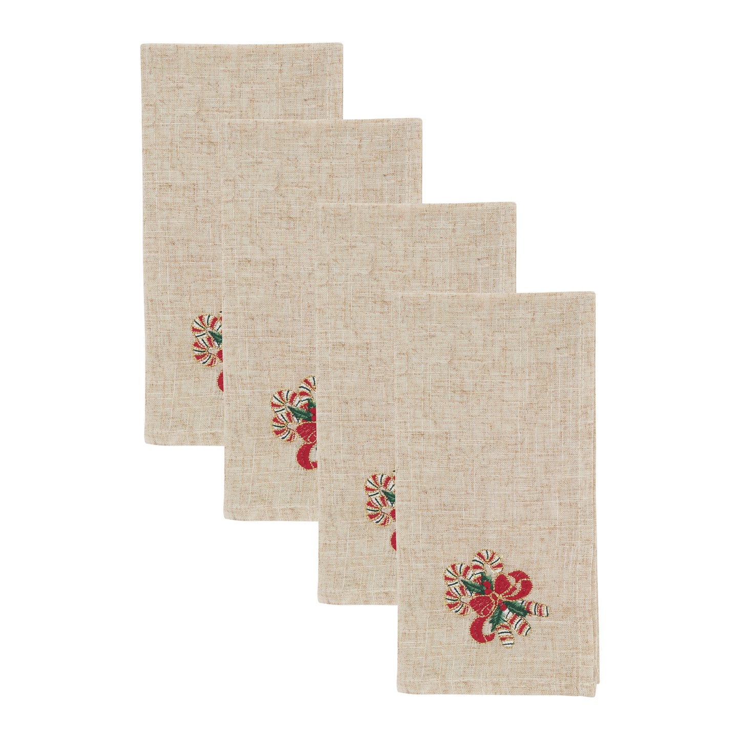 Natural Candy Cane Napkins 85% polyester - 15% linen, 20 Inch Square (4 pcs.)