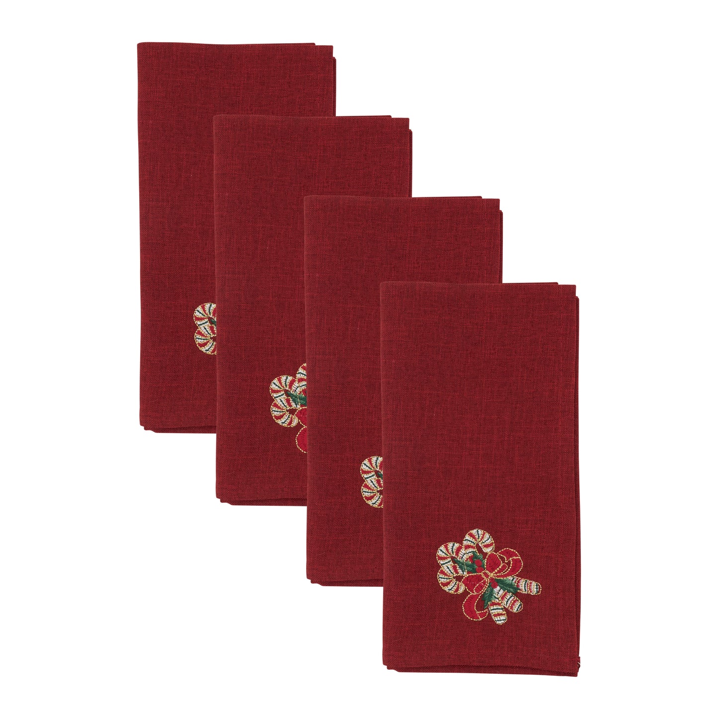Red Candy Cane Napkins 100% polyester, 20 Inch Square (4 pcs.)