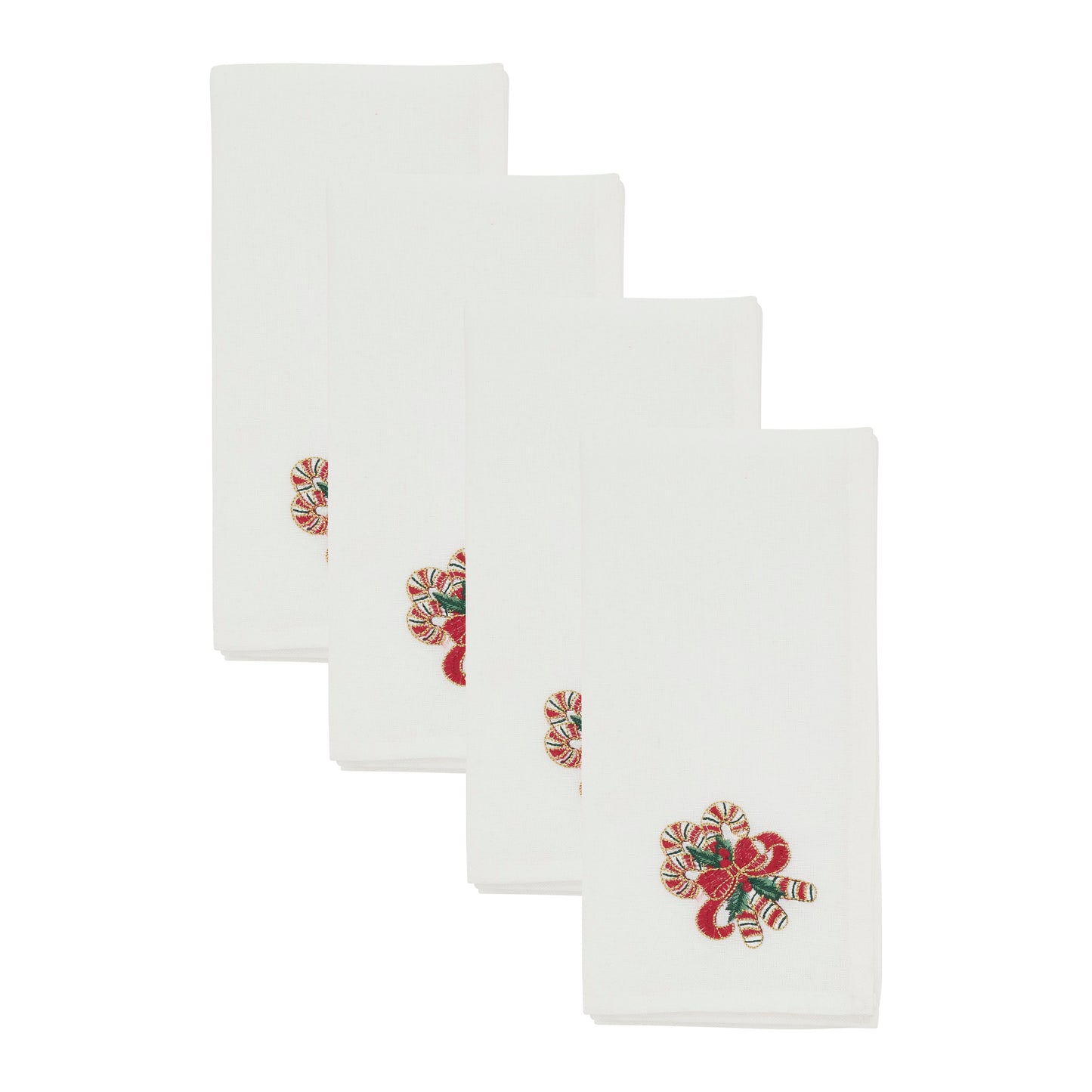 White Candy Cane Napkins 100% polyester, 20 Inch Square (4 pcs.)