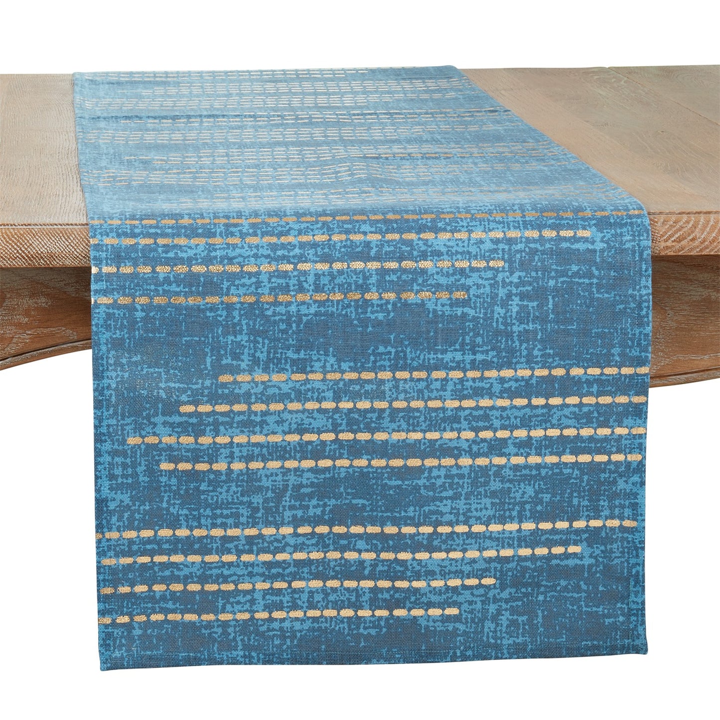 Everyday / All Season Gold Foil Print Dash Line Table Runner, 100% cotton