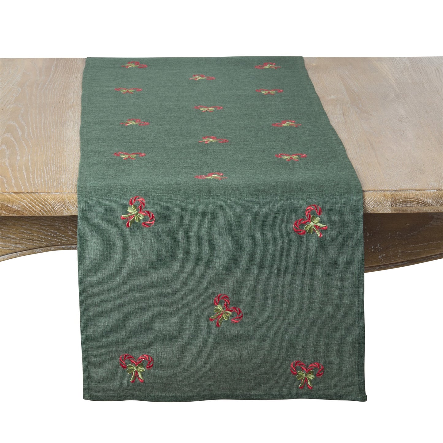 Christmas Green Candy Cane Table Runner, 100% polyester