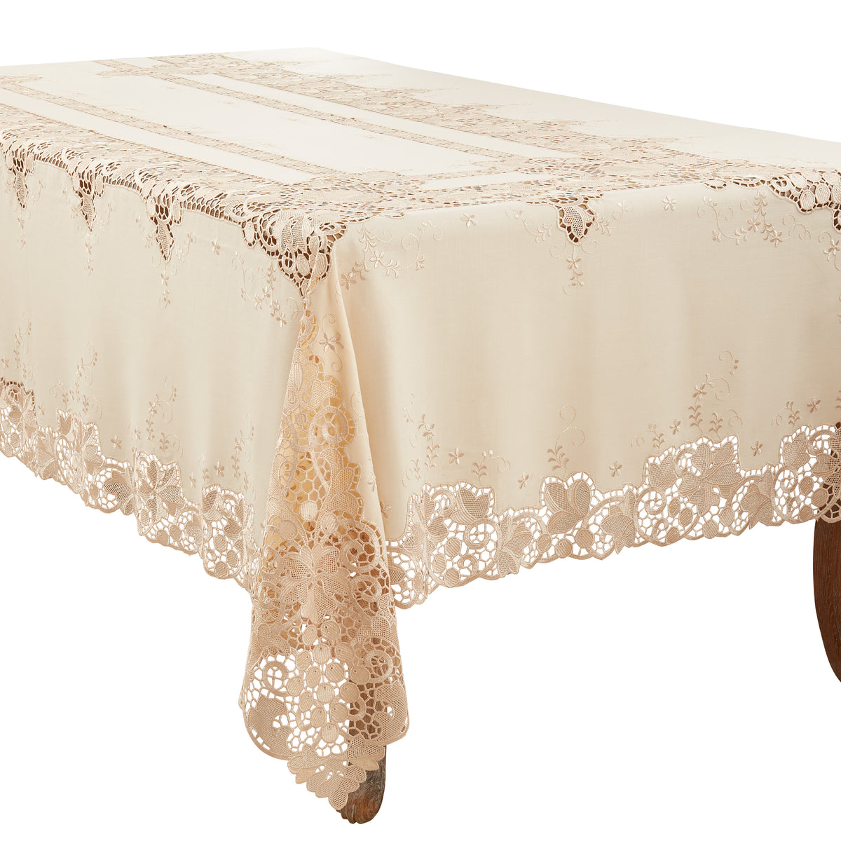 Ecru Beige Lace Tablecloth 100% polyester
