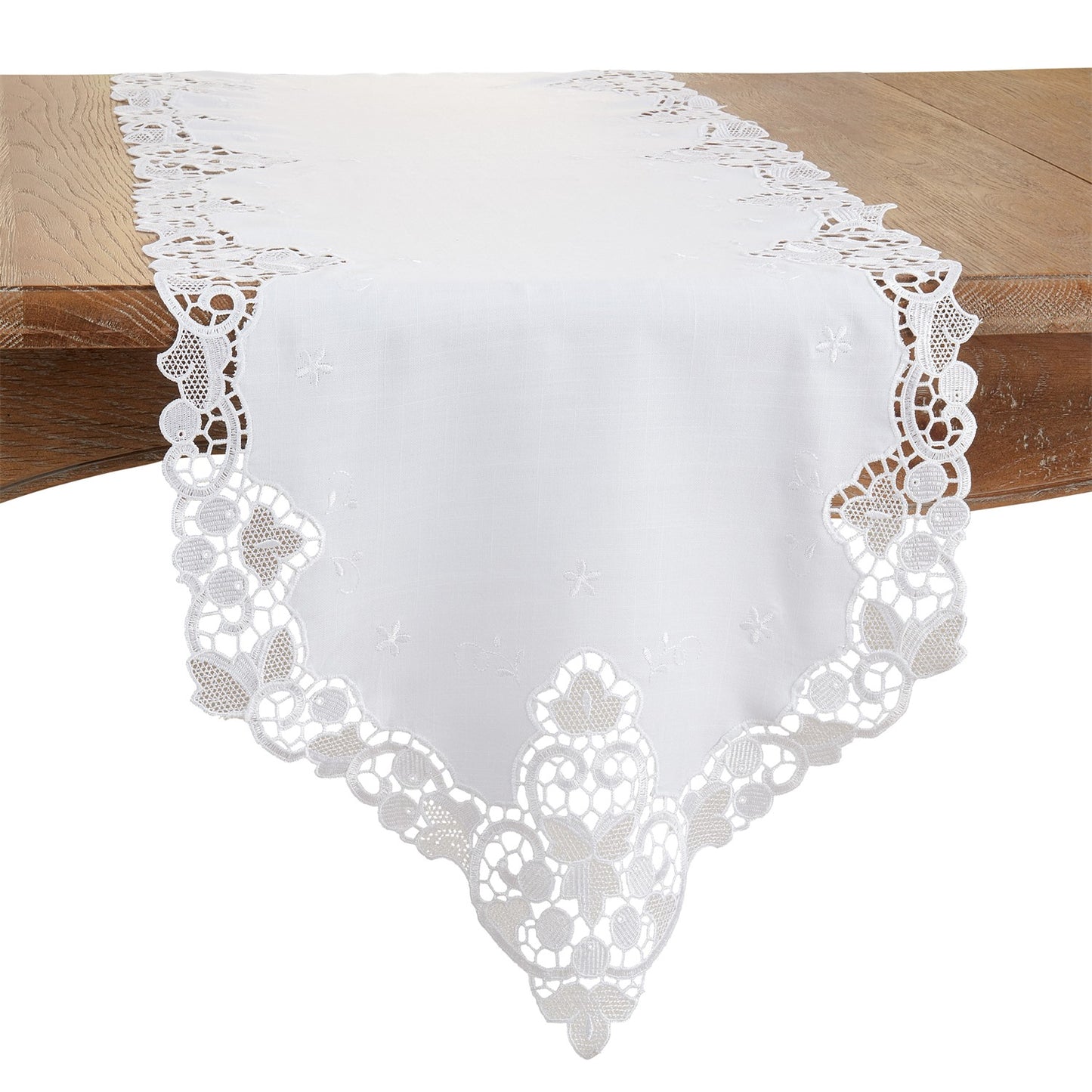 Everyday / All Season White Lace Table Runner, 100% Polyester