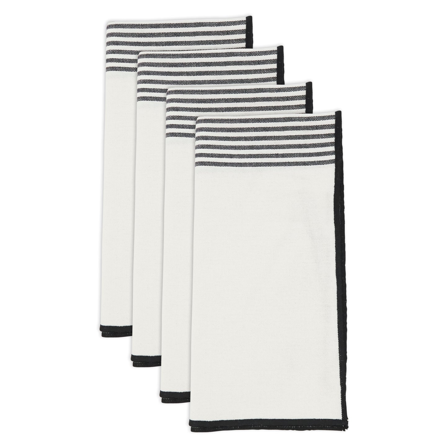 Black/White Stripe Napkins 100% cotton, 20 Inch Square (4 pcs.)