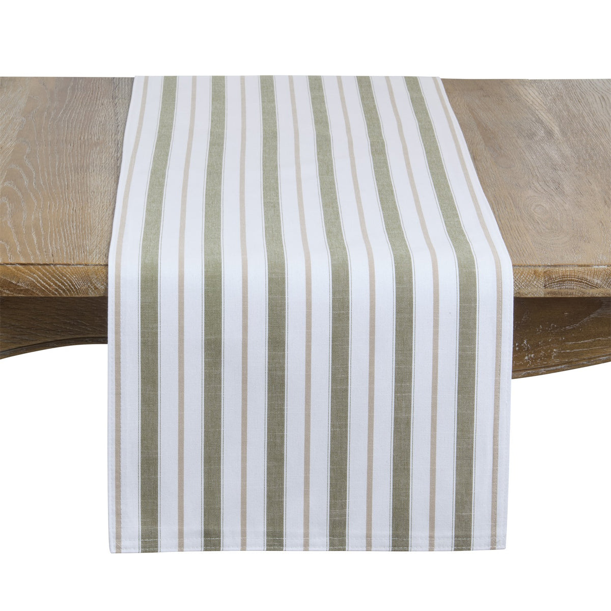 Everyday / All Season Olive Striped Table Runner, 100% polyester