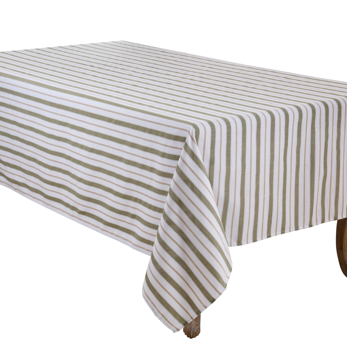 Olive Striped Tablecloth 100% polyester