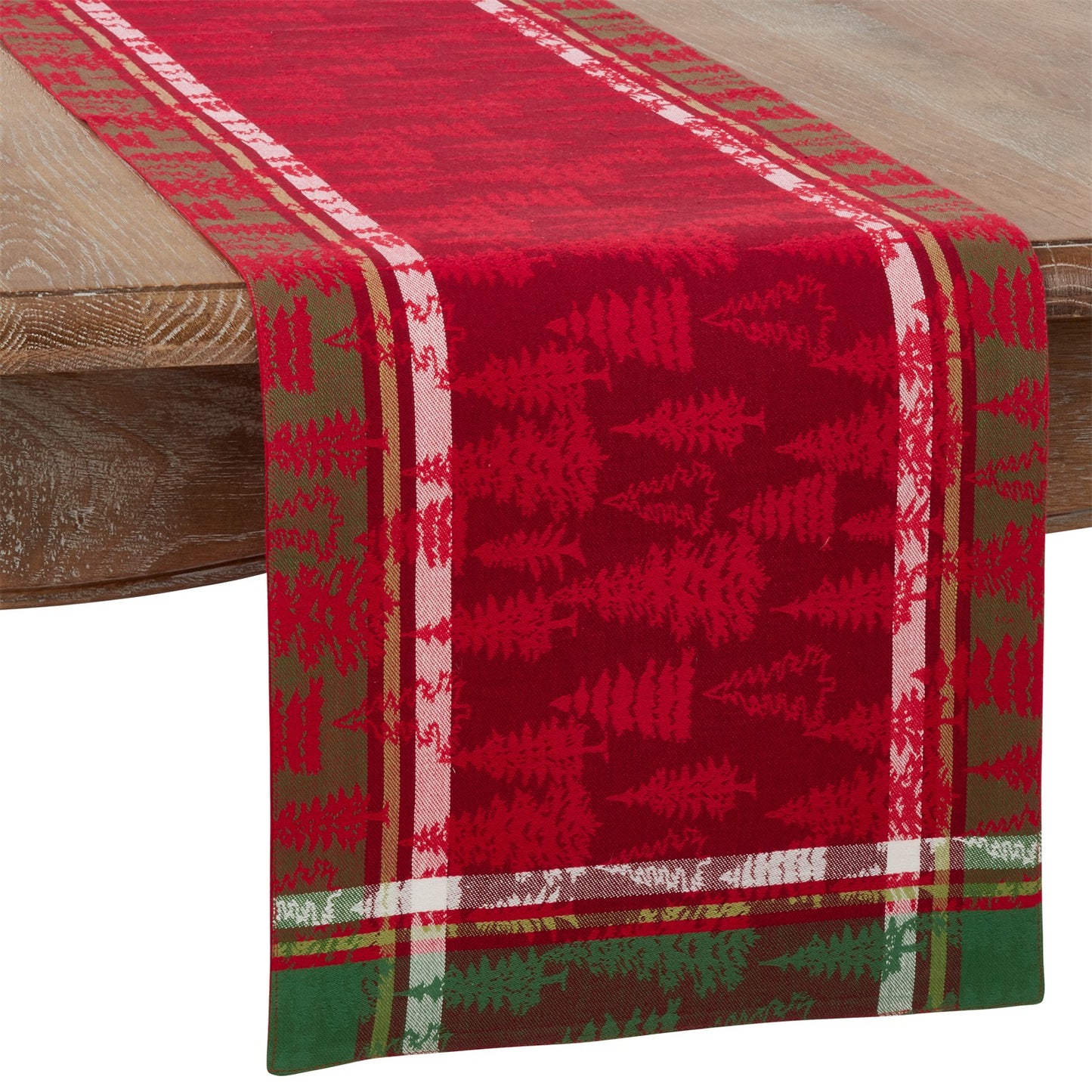Christmas Multi Christmas Tree Plaid Table Runner, 100% cotton
