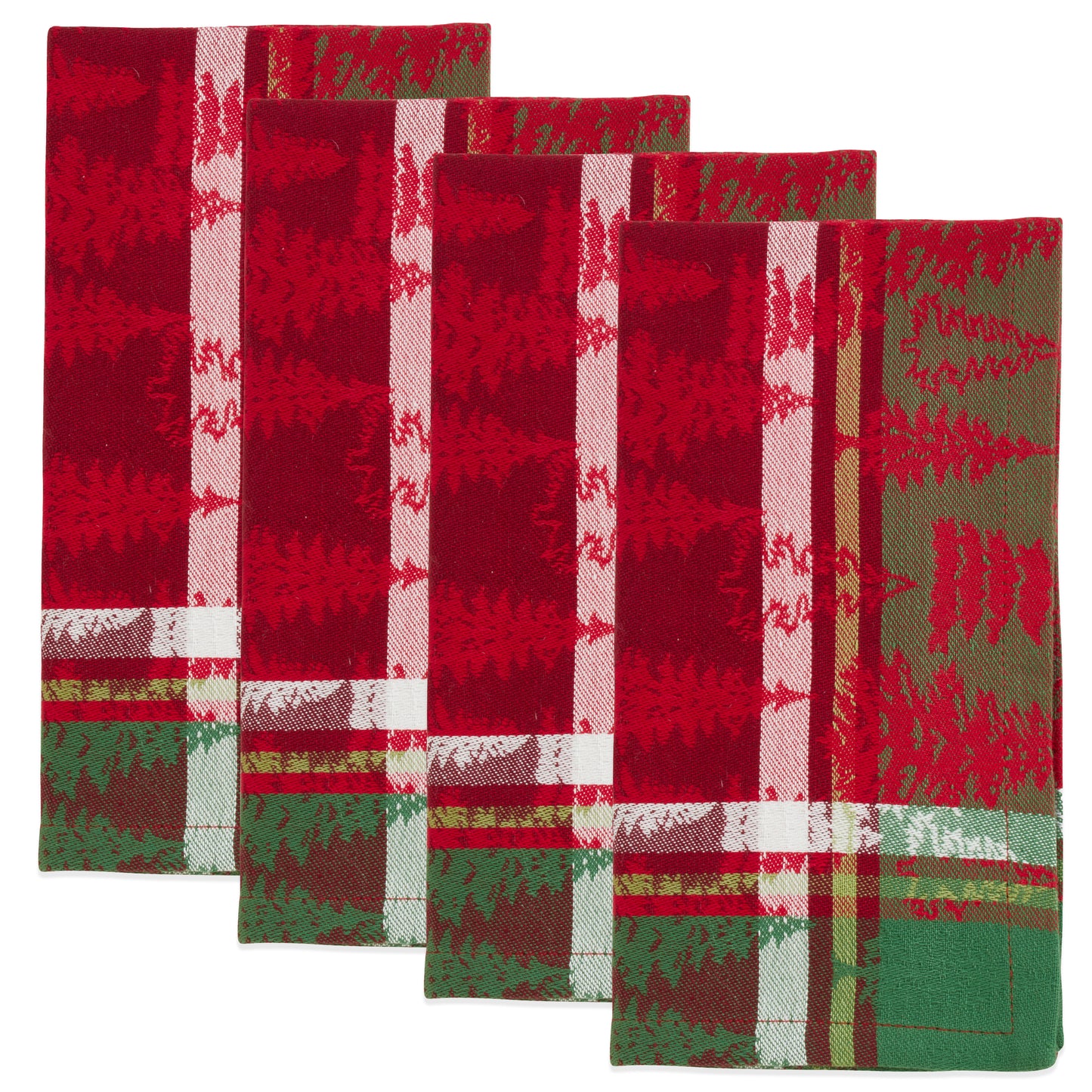 Multi Christmas Tree Plaid Napkins 100% cotton, 20 Inch Square (4 pcs.)