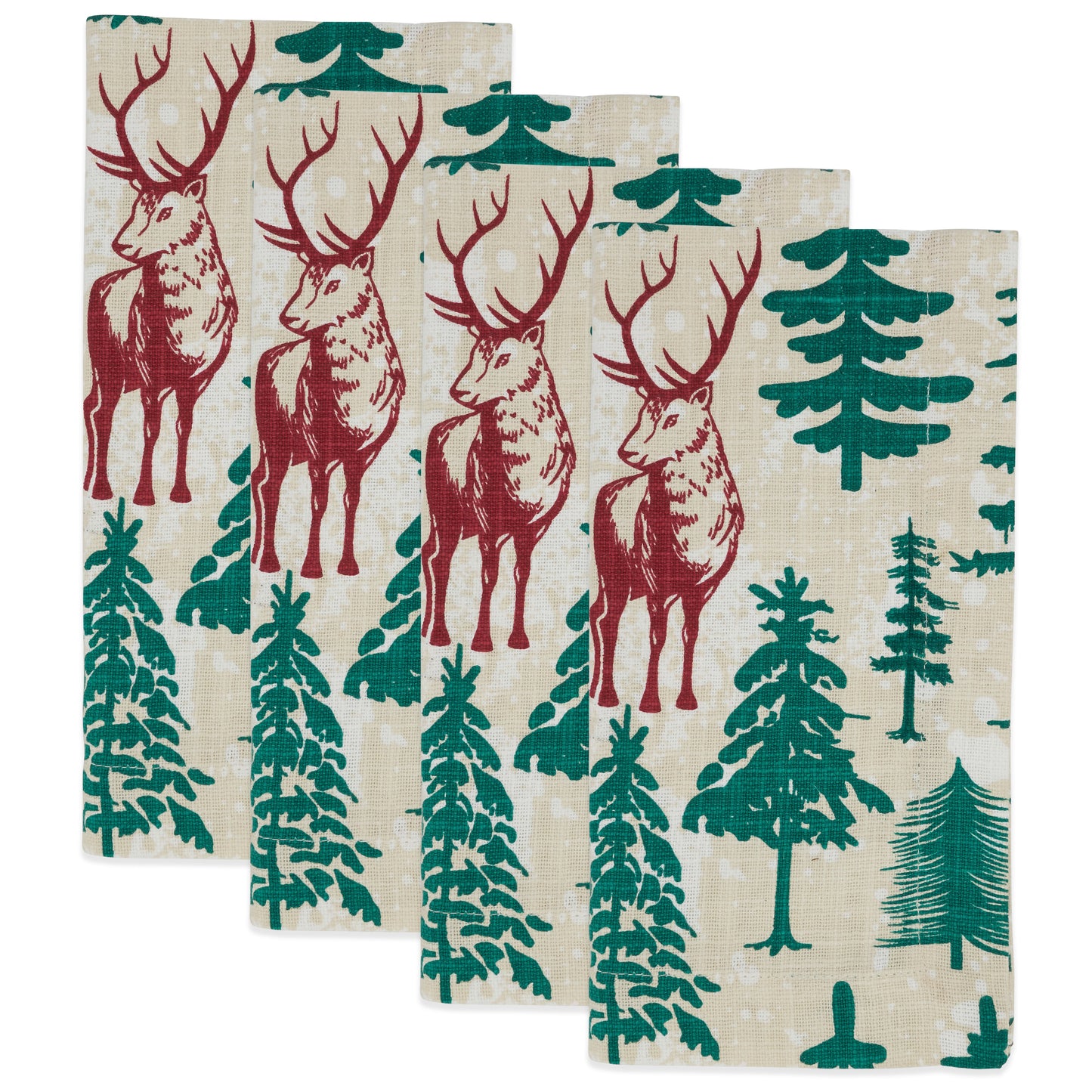 Multi Deer and Trees Napkins 100% cotton, 20 Inch Square (4 pcs.)