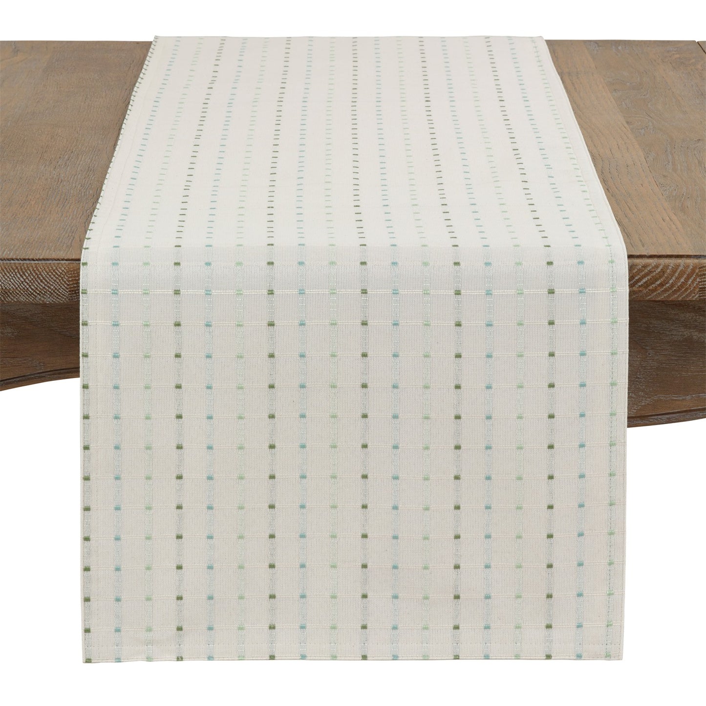 Everyday / All Season White Stitched Line Table Runner, front: 56%cotton - 44%polyester, back: 100% polyester