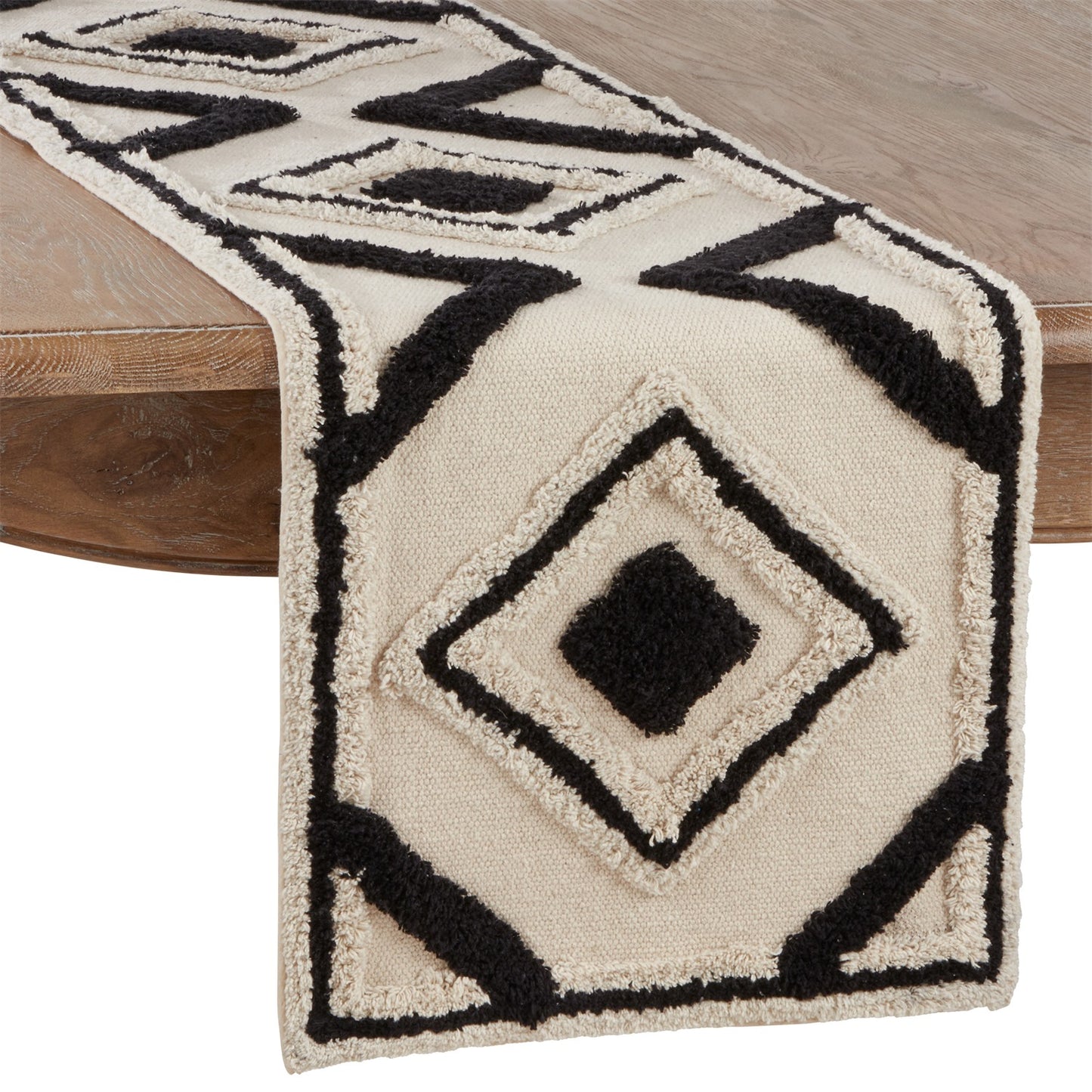 Everyday / All Season Black Diamond Rug Table Runner, 100% cotton