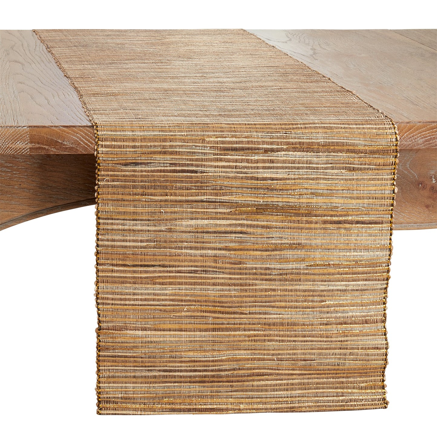 Everyday / All Season Gold Shimmering Woven Nubby Table Runner, 100% water hyacinth