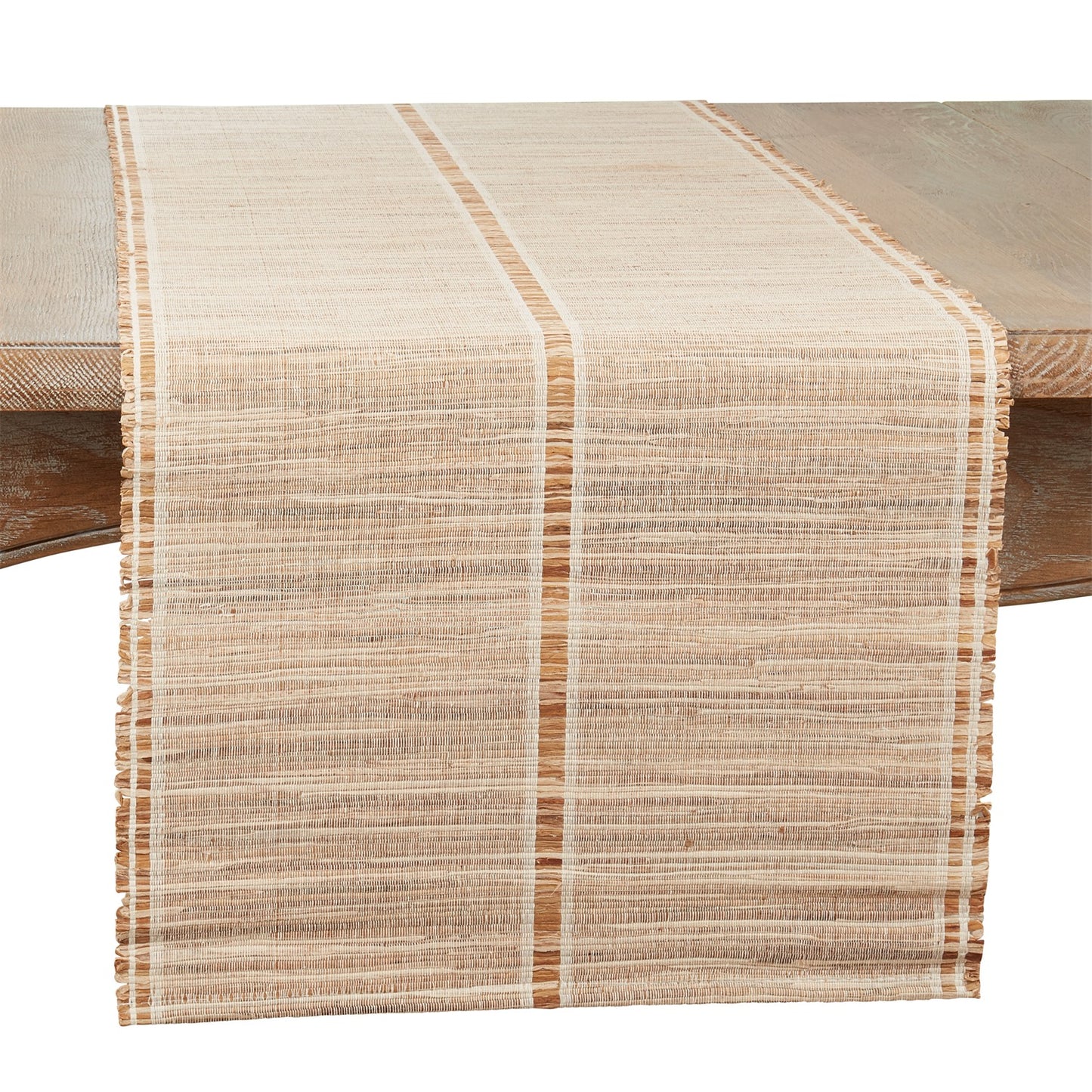 Everyday / All Season Natural Beige Stripe Water Hyacinth Table Runner, 95% water hyacinth - 5% polyester