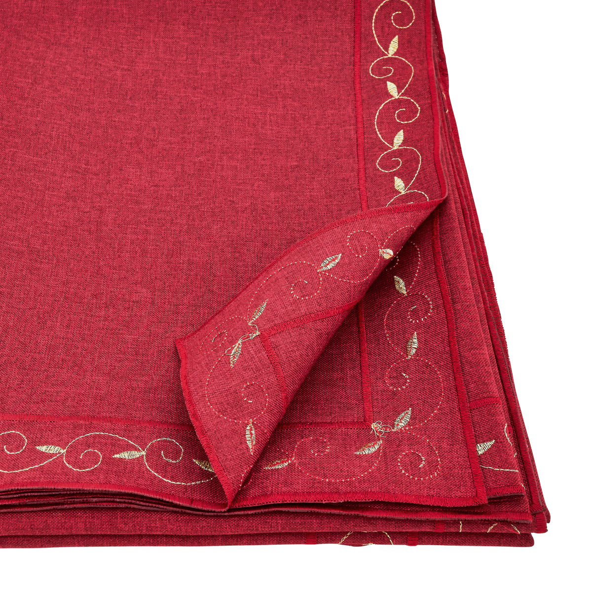 Burgundy Embroidered Holiday Tablecloth 100% polyester