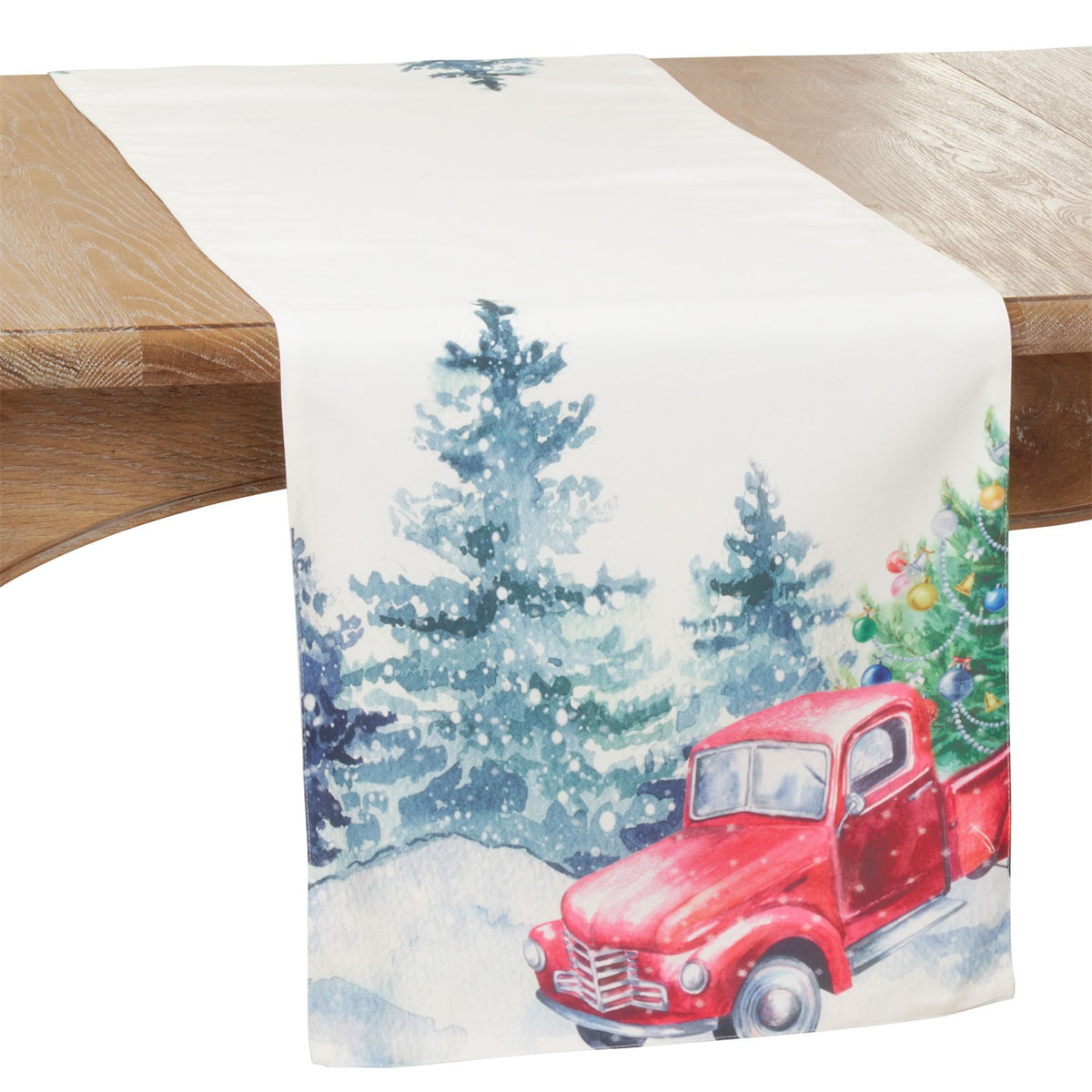 Christmas Multi Christmas Truck Table Runner, 100% Polyester