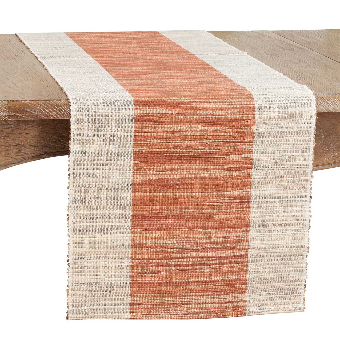 Everyday / All Season Rust Shimmering Banded Table Runner, 95% water hyacinth - 5% polyester