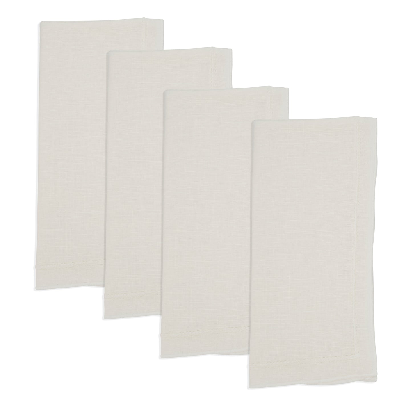 Ivory Stonewashed Overlock Border Napkins 100% linen, 20 Inch Square (4 pcs.)