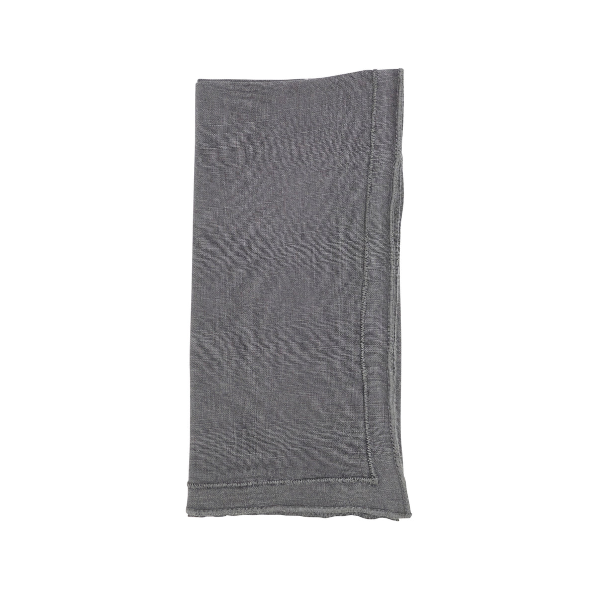 Slate Stonewashed Overlock Border Napkins 100% linen, 20 Inch Square (4 pcs.)