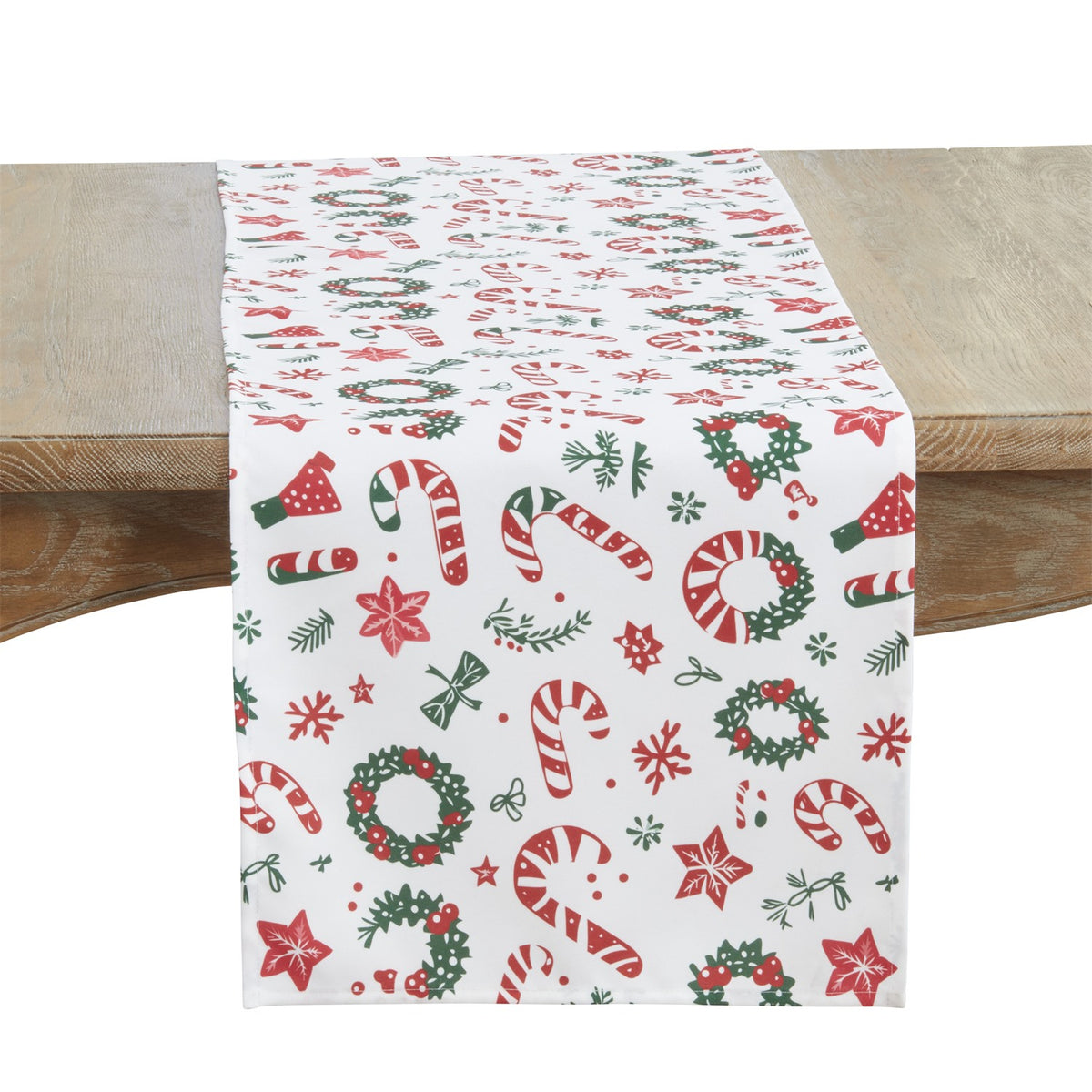 Christmas Red/Green Christmas Wrapping Paper Table Runner, 100% Polyester